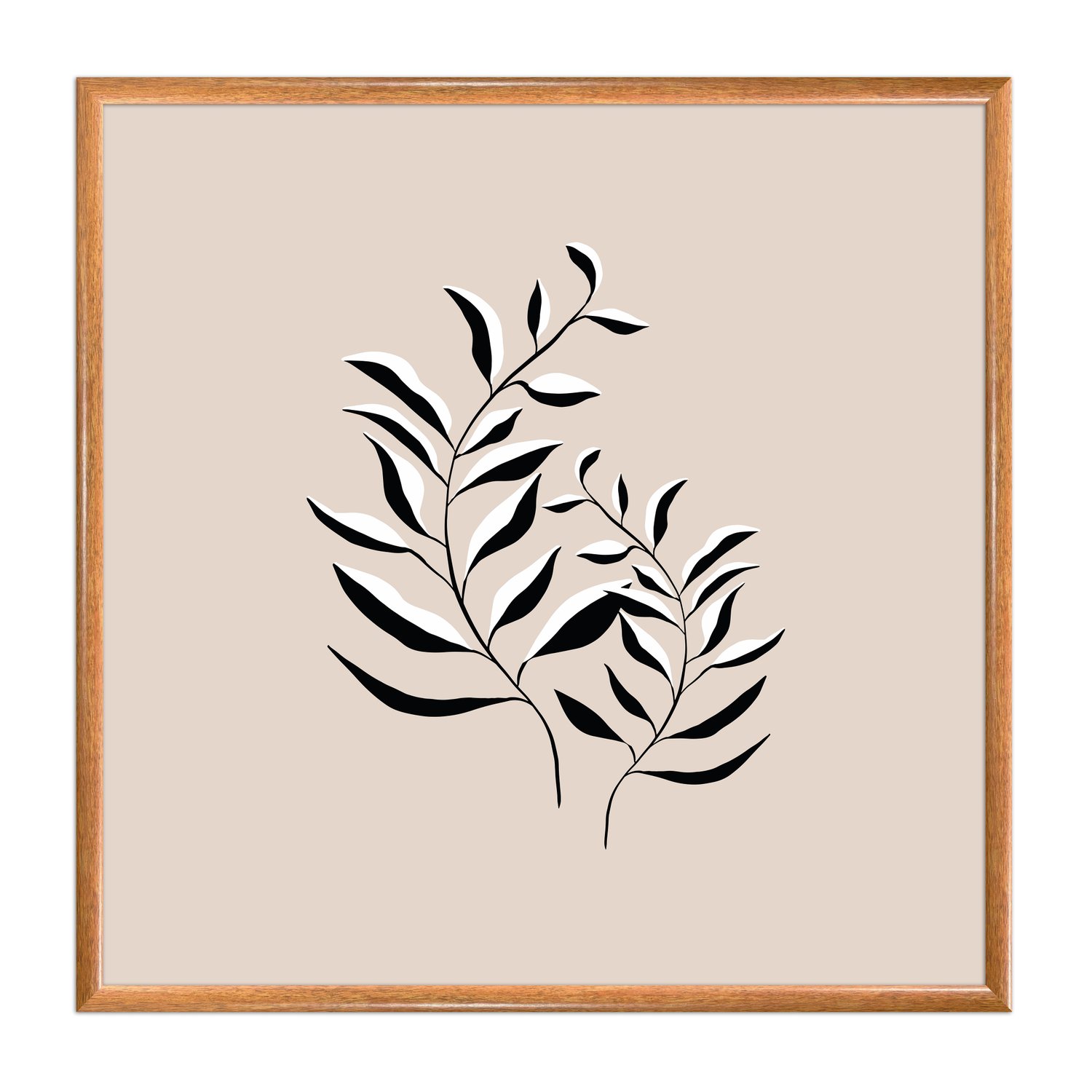 Quadro Decorativo Ramo de Folhas Minimalista Estilo Japandi