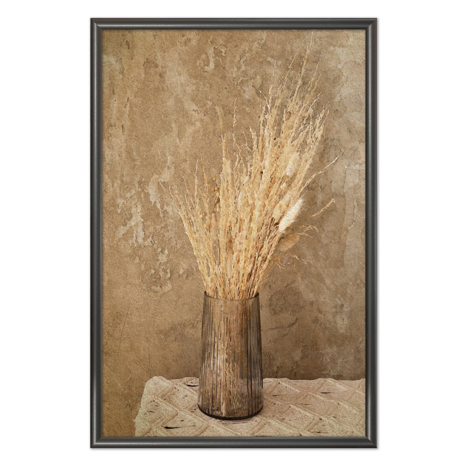 Quadro Decorativo Ramo De Grama De Pampas Seco Vintage Farmhouse