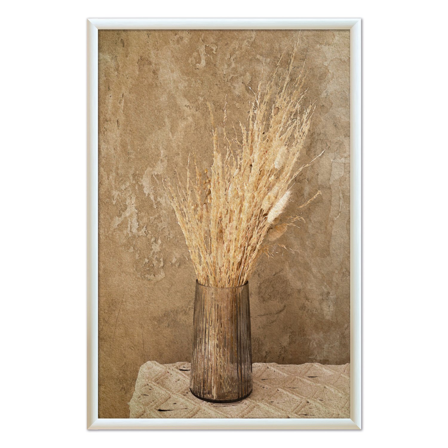 Quadro Decorativo Ramo De Grama De Pampas Seco Vintage Farmhouse