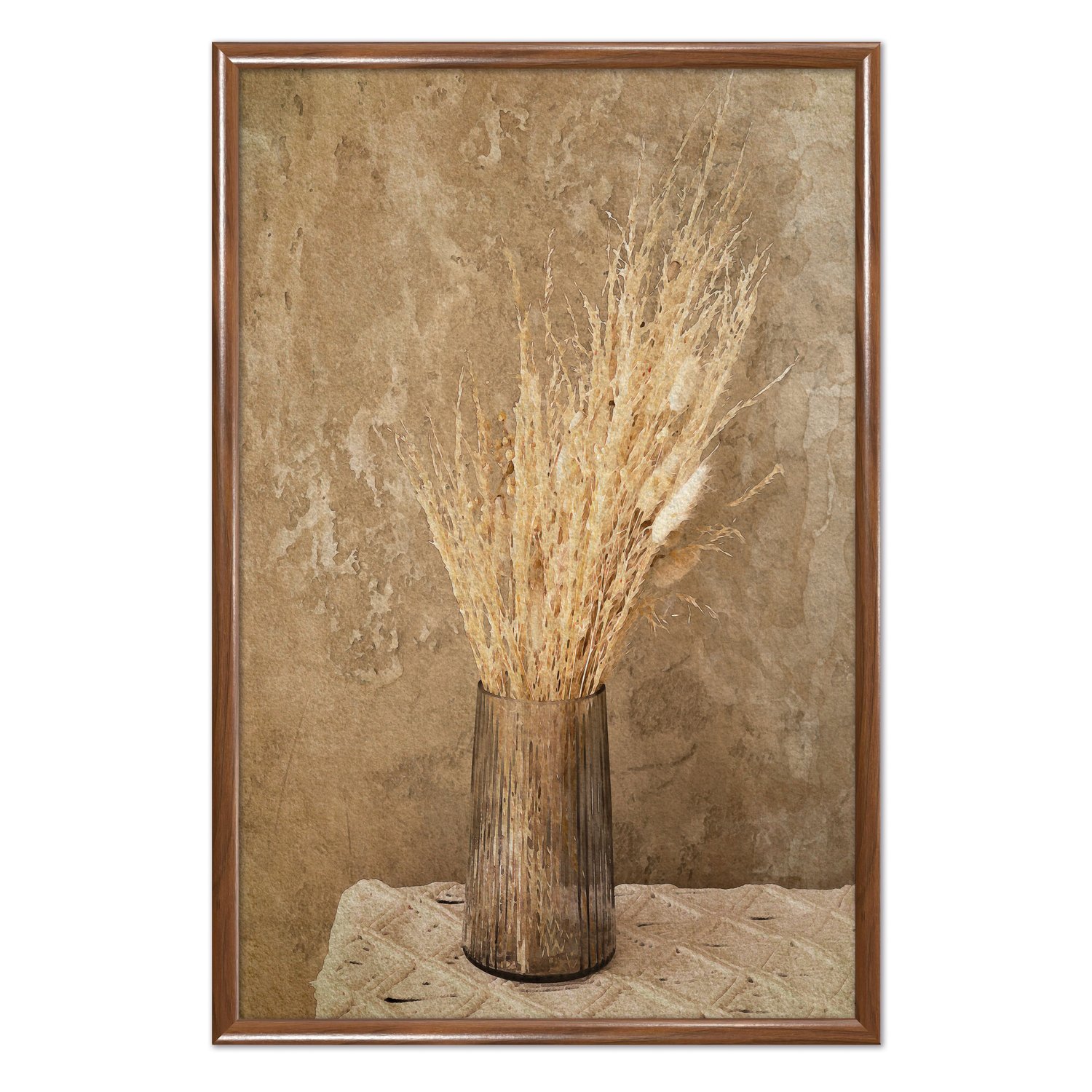 Quadro Decorativo Ramo De Grama De Pampas Seco Vintage Farmhouse