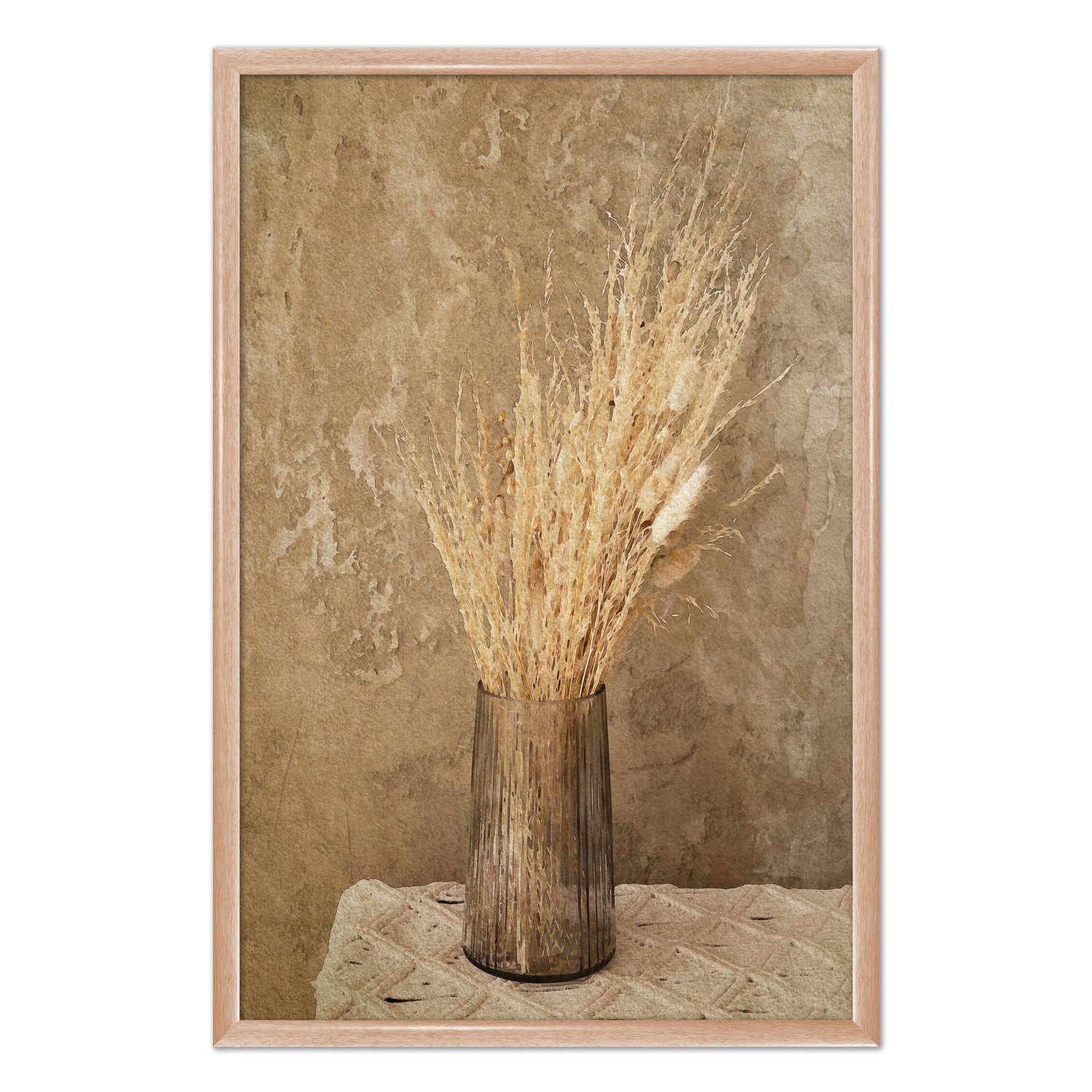 Quadro Decorativo Ramo De Grama De Pampas Seco Vintage Farmhouse