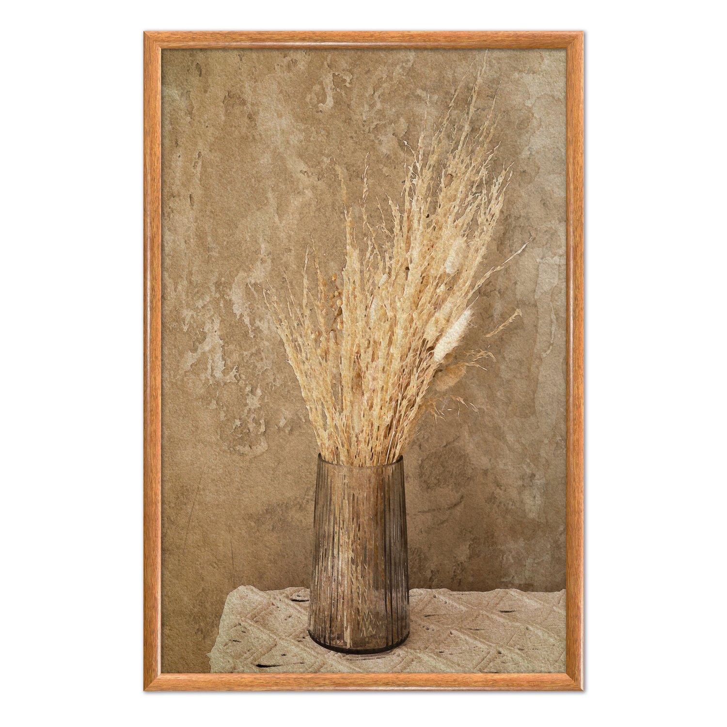Quadro Decorativo Ramo De Grama De Pampas Seco Vintage Farmhouse