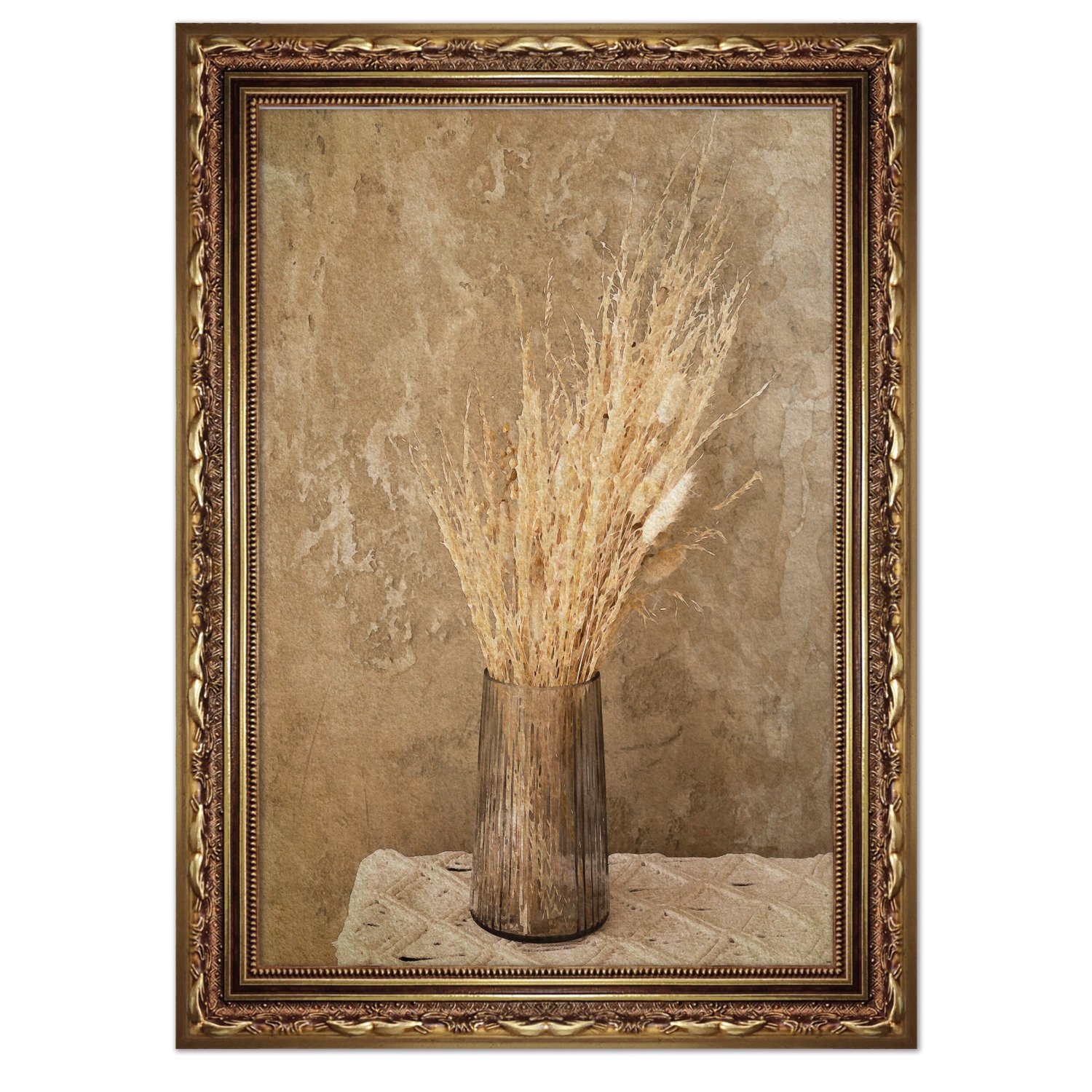 Quadro Decorativo Ramo De Grama De Pampas Seco Vintage Farmhouse