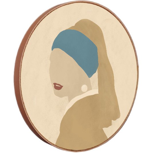 Quadro Decorativo Redondo A Moça com Brinco de Pérola Minimalista