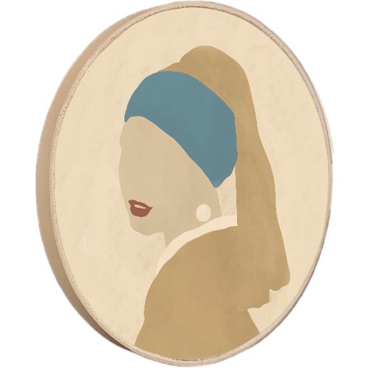 Quadro Decorativo Redondo A Moça com Brinco de Pérola Minimalista