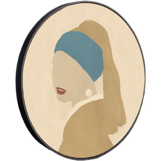 Quadro Decorativo Redondo A Moça com Brinco de Pérola Minimalista