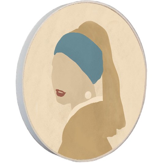 Quadro Decorativo Redondo A Moça com Brinco de Pérola Minimalista