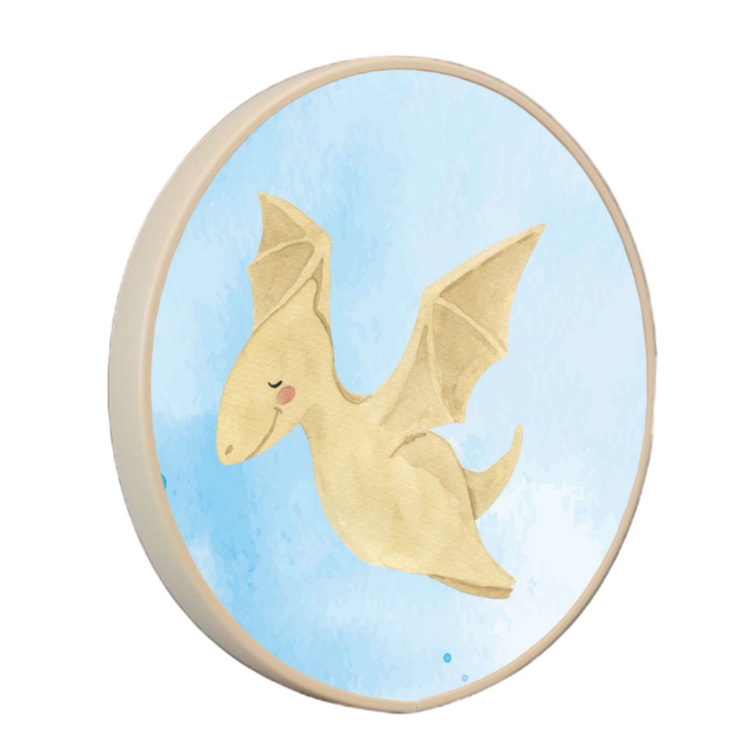 Quadro Decorativo Redondo Infantil Dinossauro Pterodáctilo Fofinho