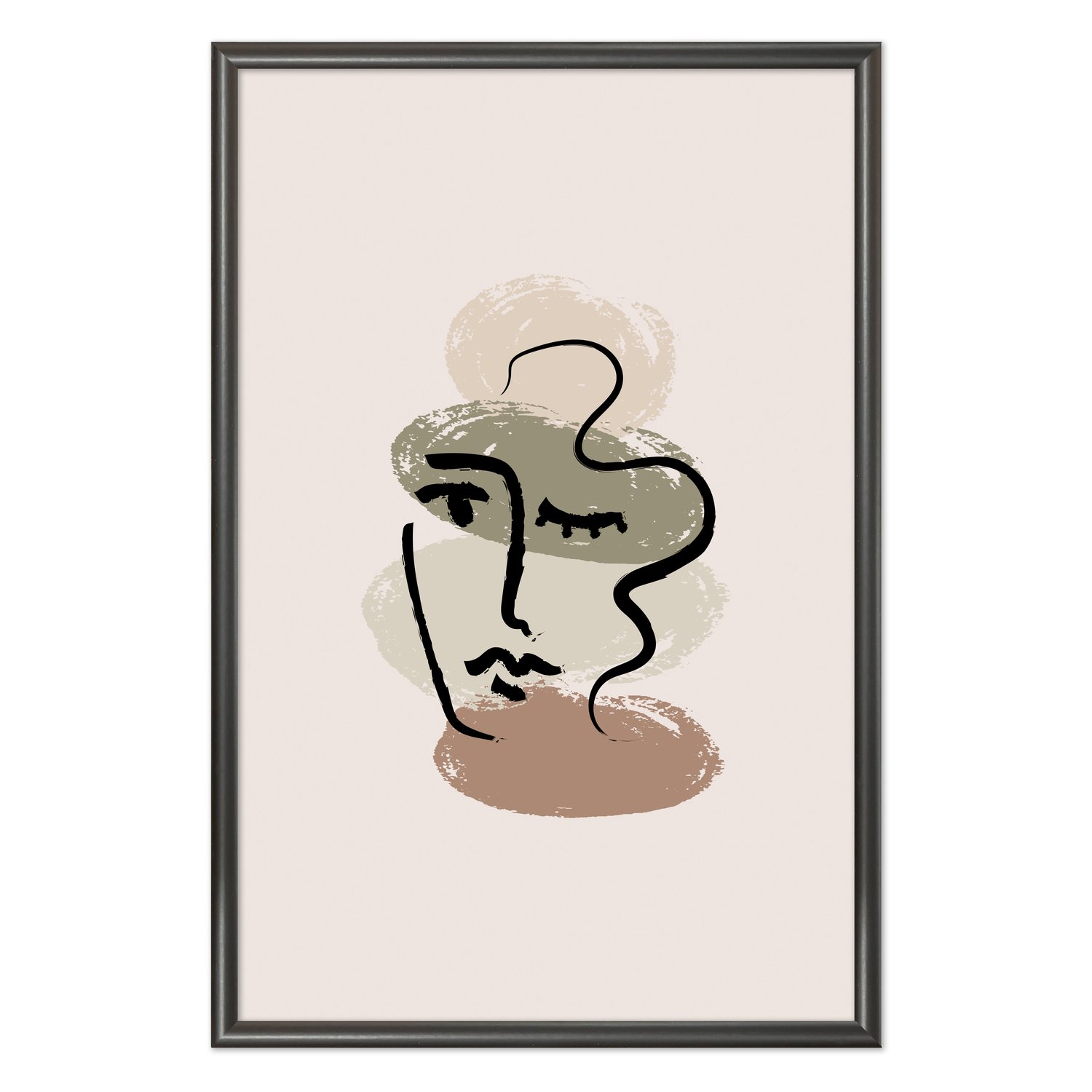 Quadro Decorativo Rosto Abstrato Minimalista Estilo Japandi
