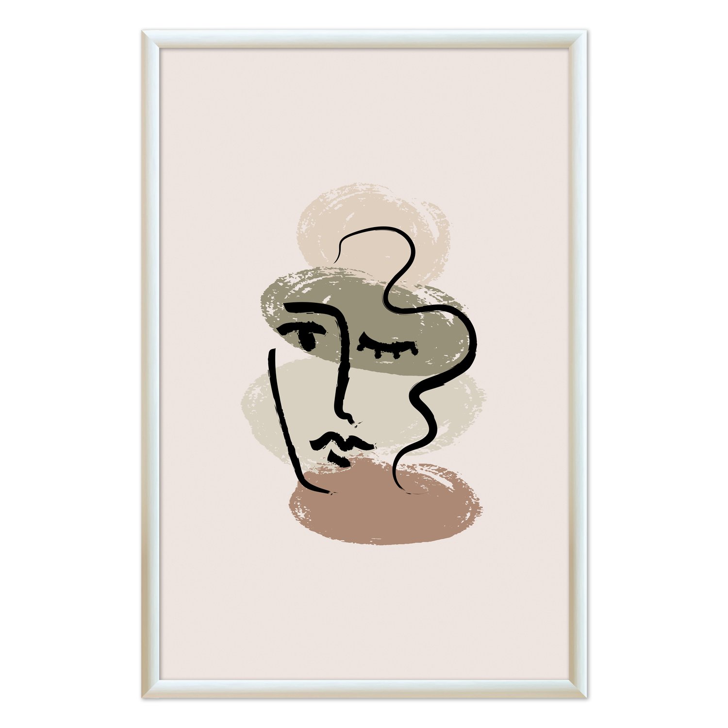 Quadro Decorativo Rosto Abstrato Minimalista Estilo Japandi