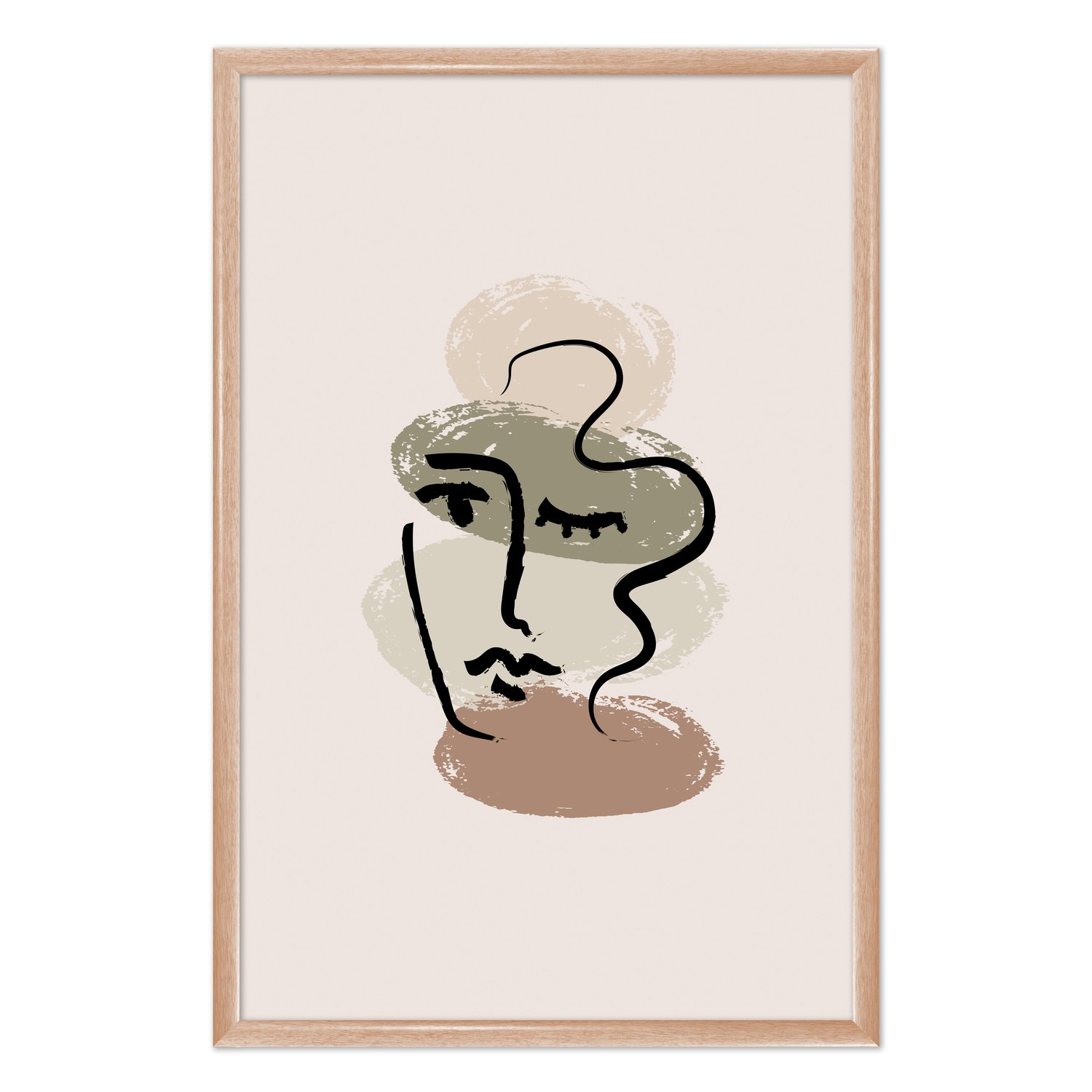Quadro Decorativo Rosto Abstrato Minimalista Estilo Japandi
