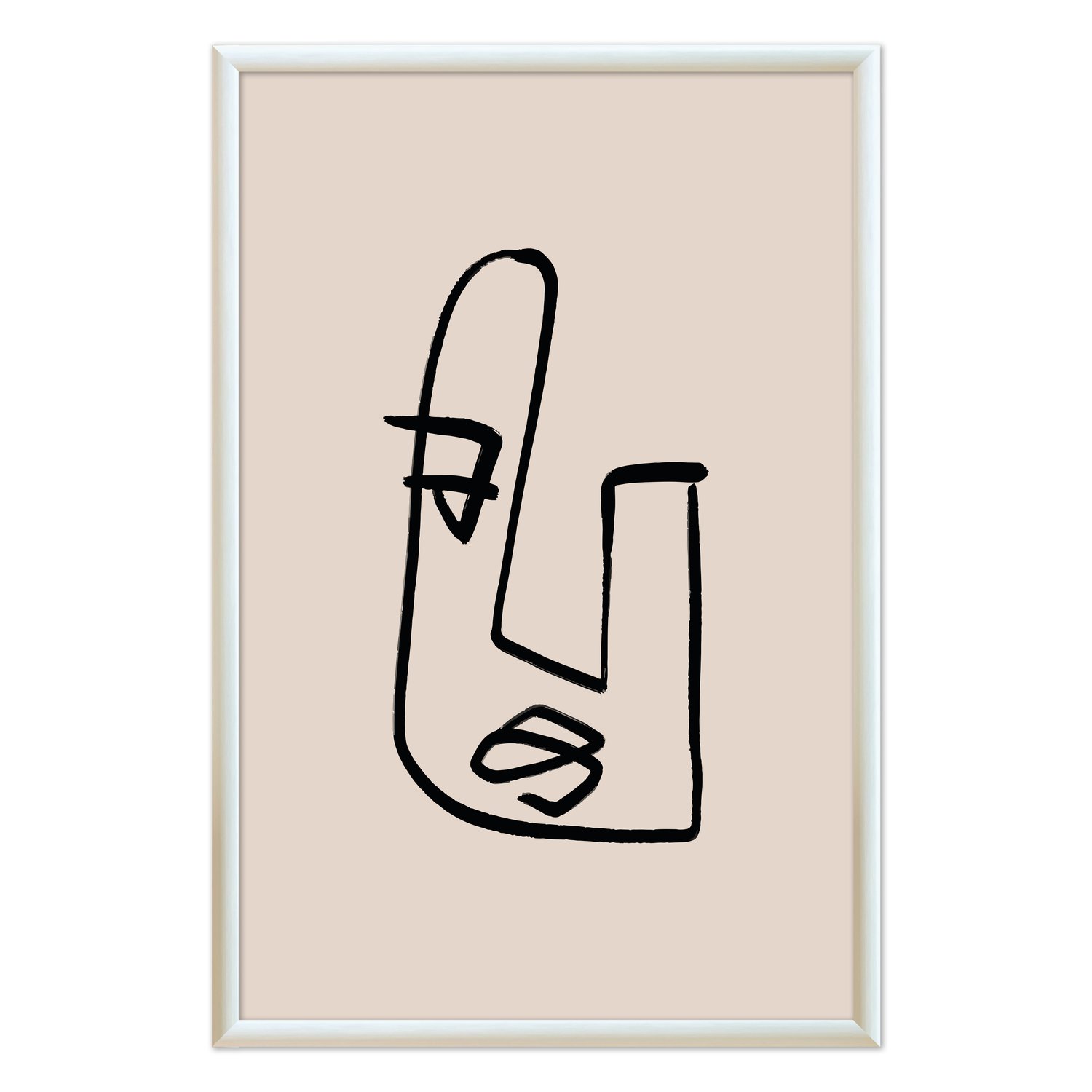 Quadro Decorativo Rosto Com Linhas Abstratas E Minimalistas Estilo Japandi