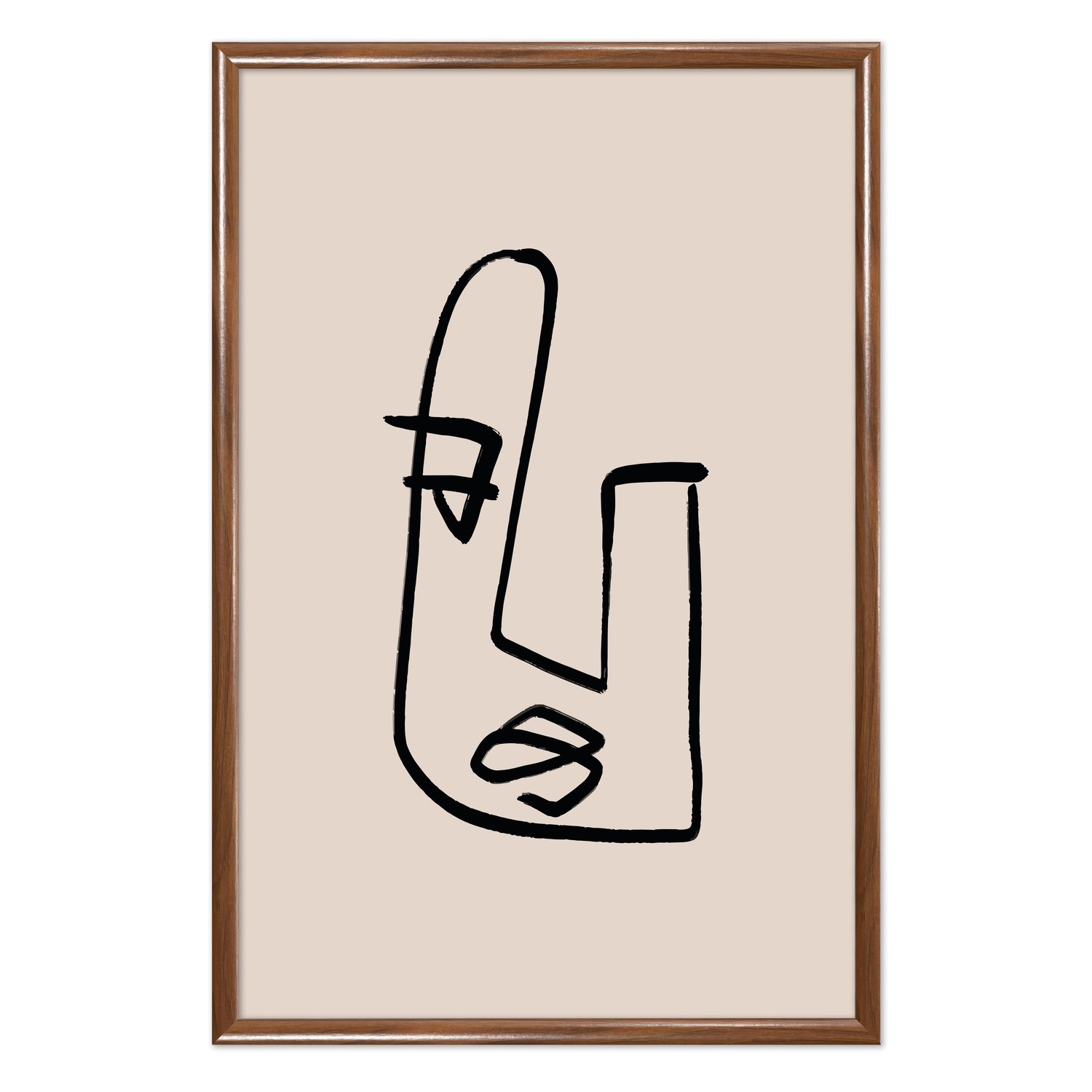 Quadro Decorativo Rosto Com Linhas Abstratas E Minimalistas Estilo Japandi