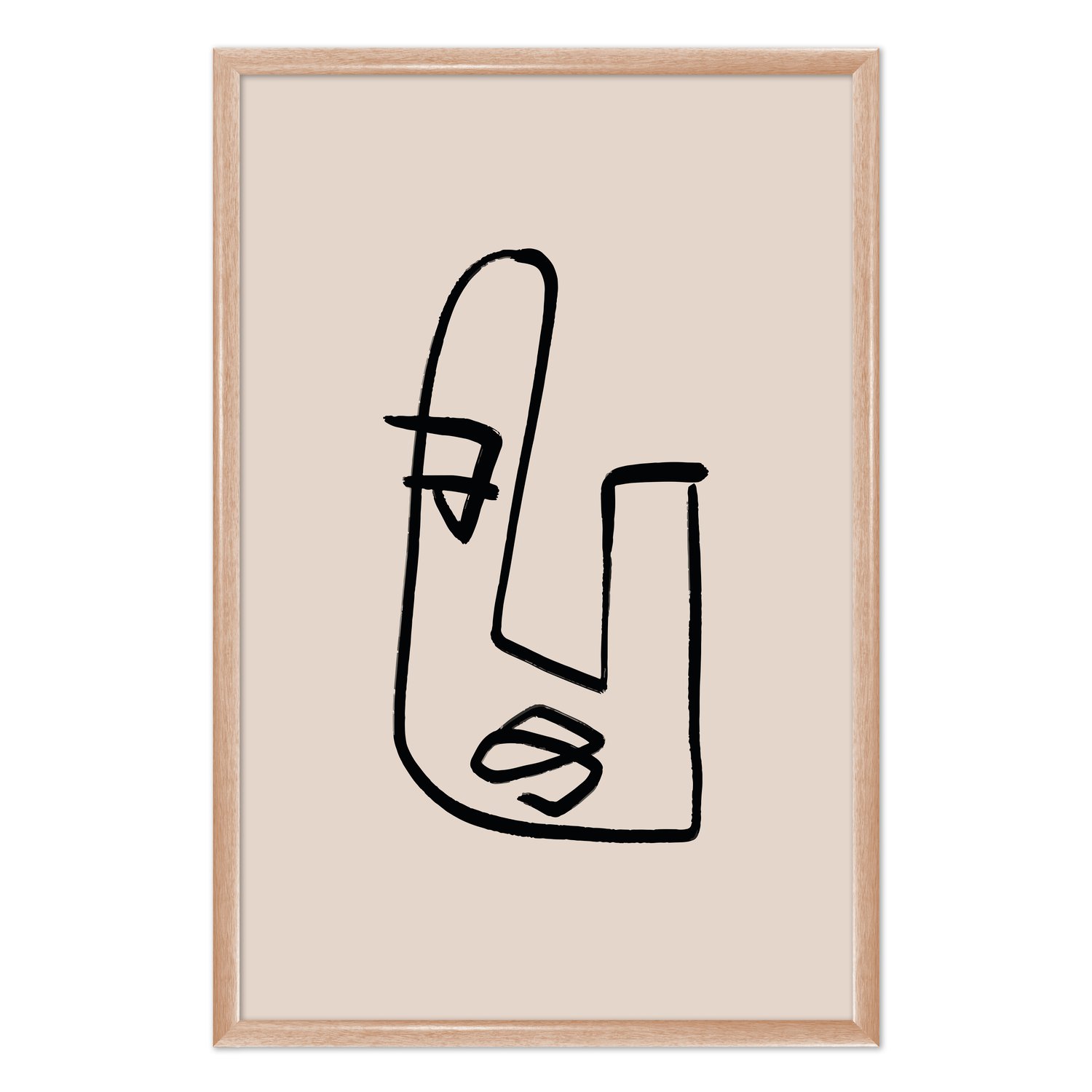 Quadro Decorativo Rosto Com Linhas Abstratas E Minimalistas Estilo Japandi