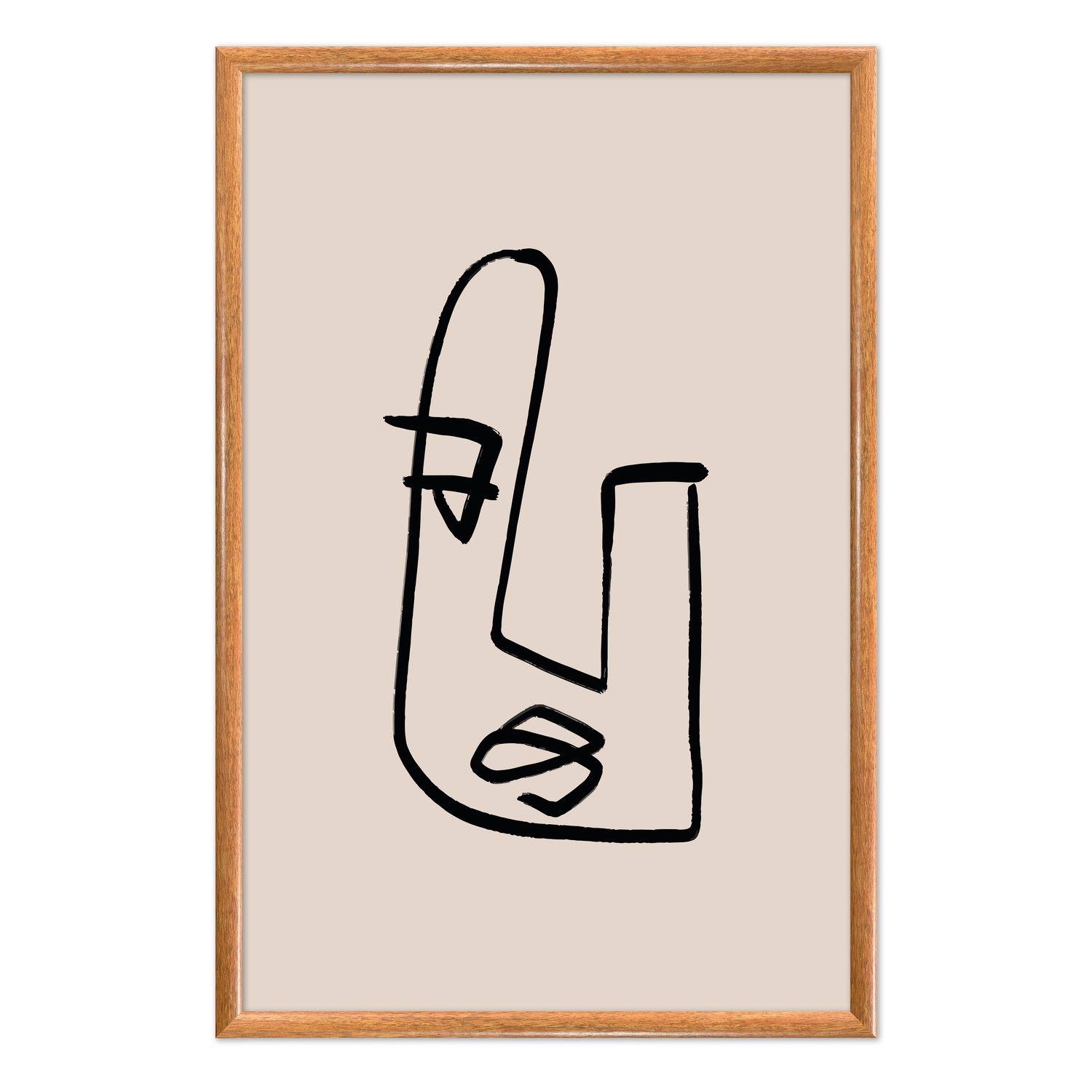 Quadro Decorativo Rosto Com Linhas Abstratas E Minimalistas Estilo Japandi