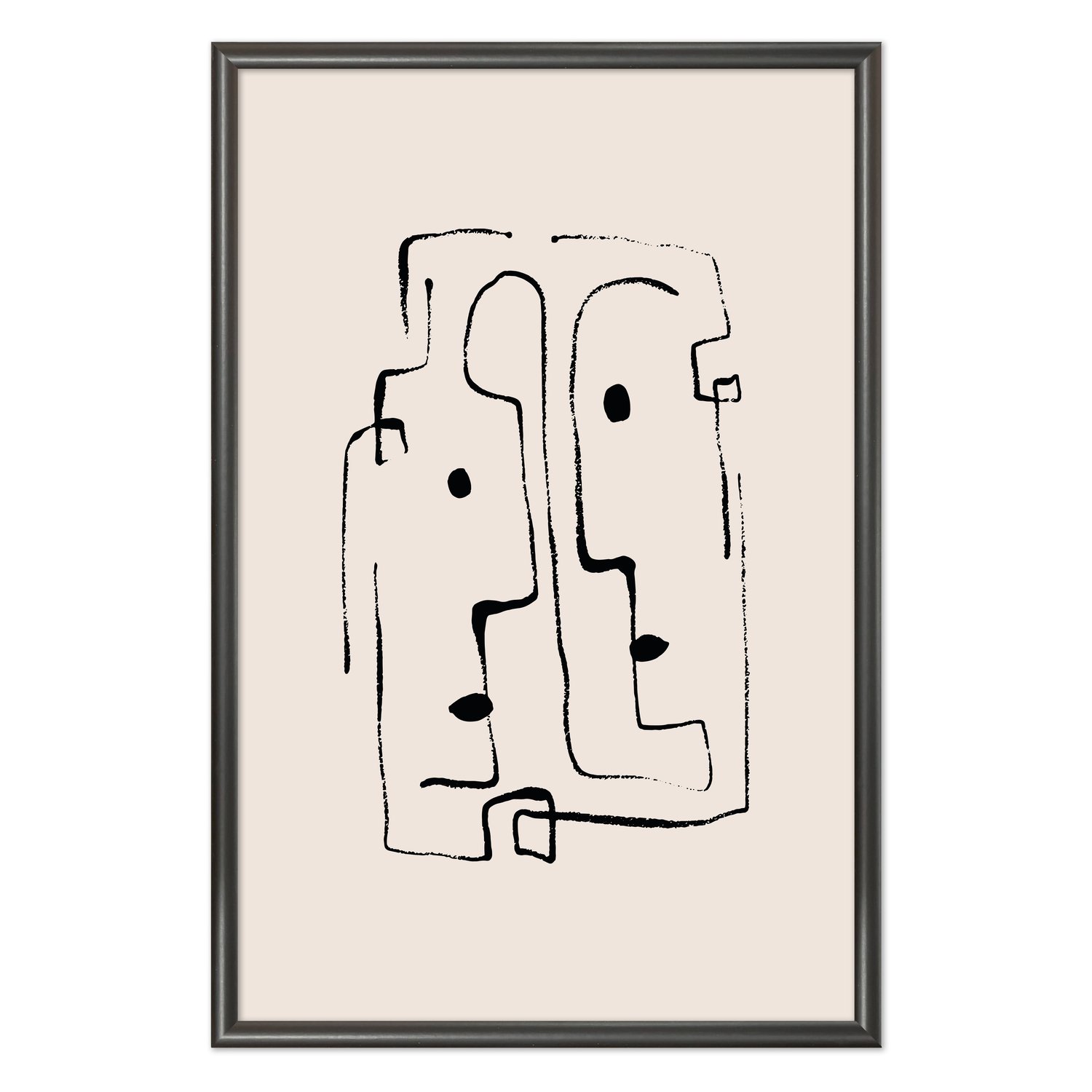 Quadro Decorativo Rostos Abstratos Minimalistas Estilo Japandi