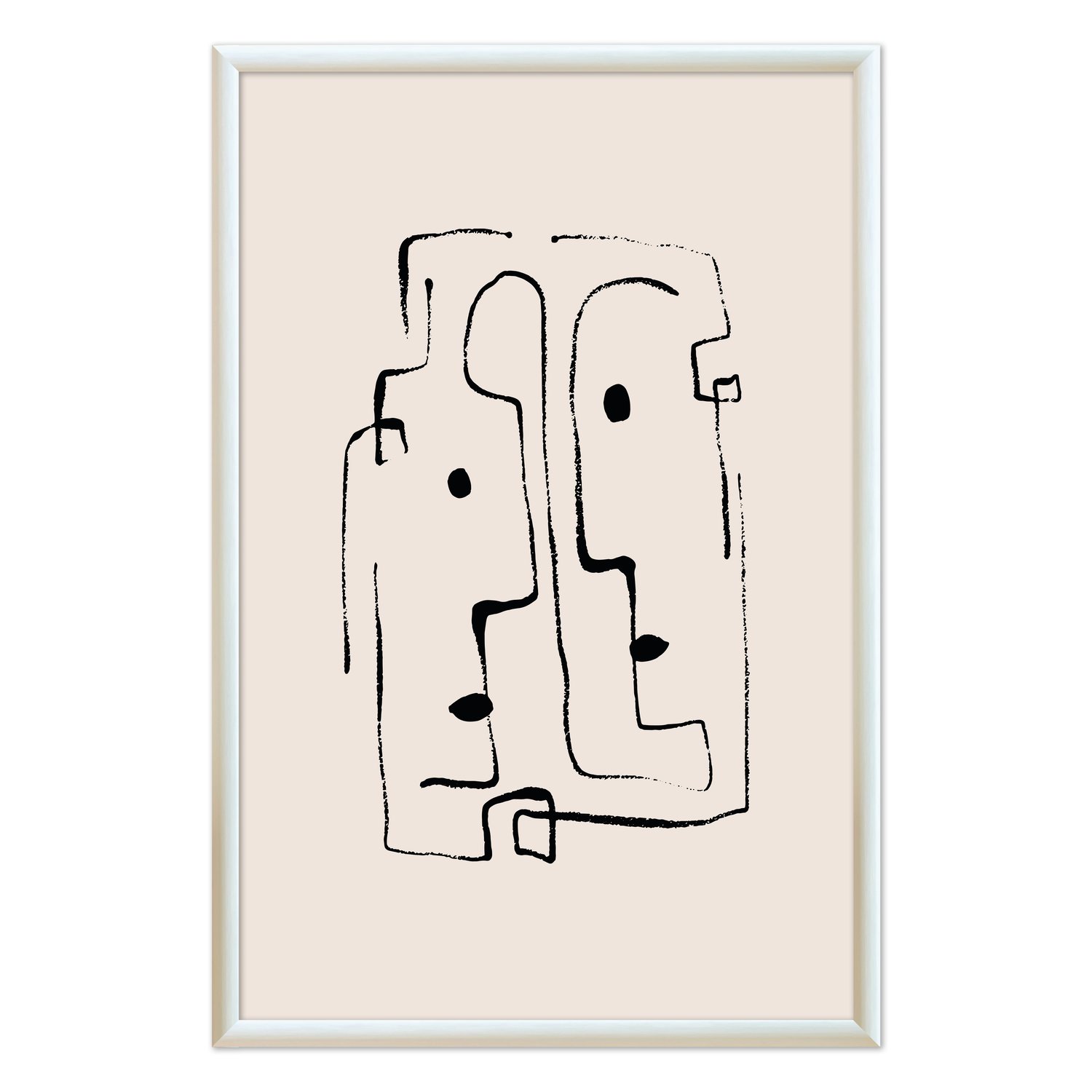 Quadro Decorativo Rostos Abstratos Minimalistas Estilo Japandi
