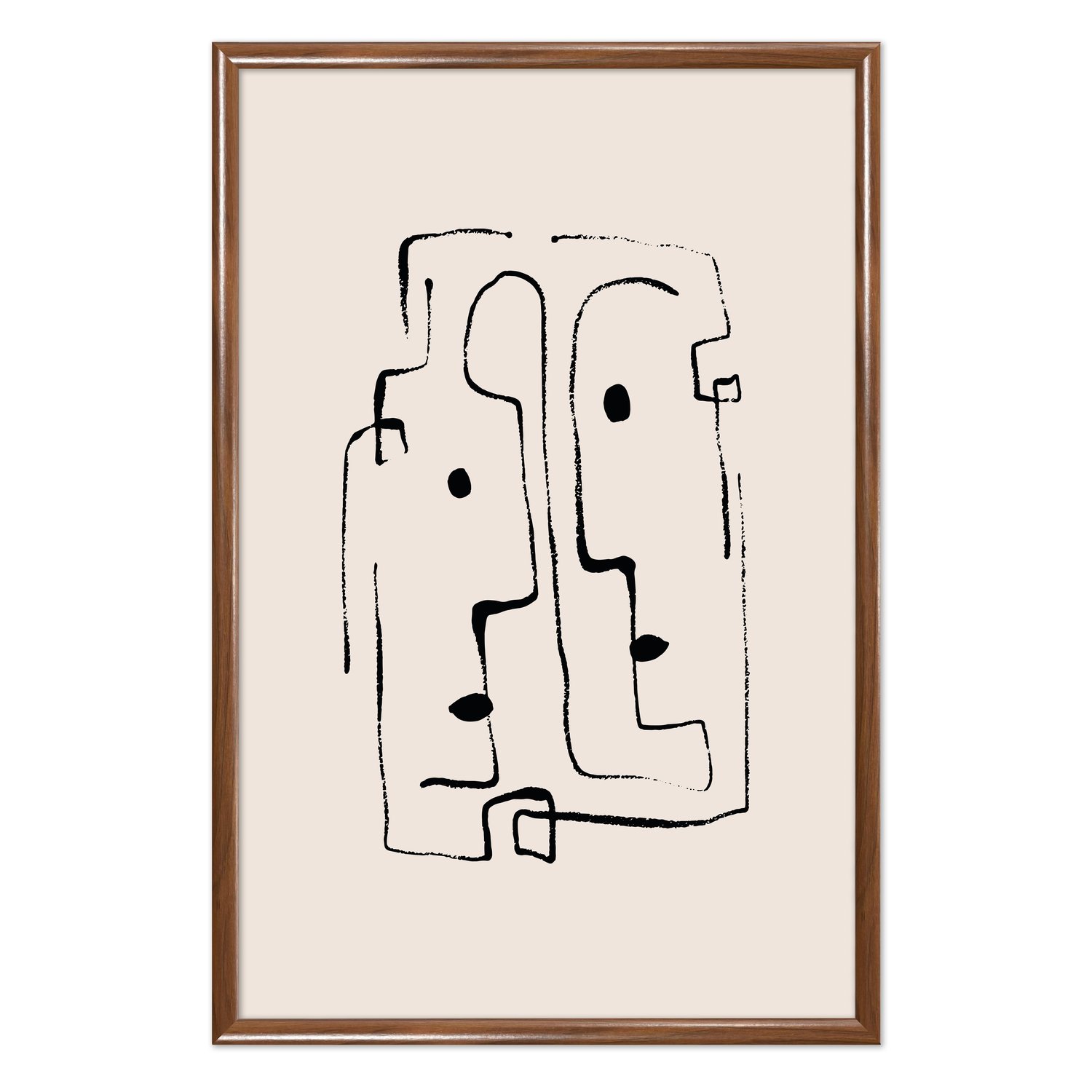 Quadro Decorativo Rostos Abstratos Minimalistas Estilo Japandi