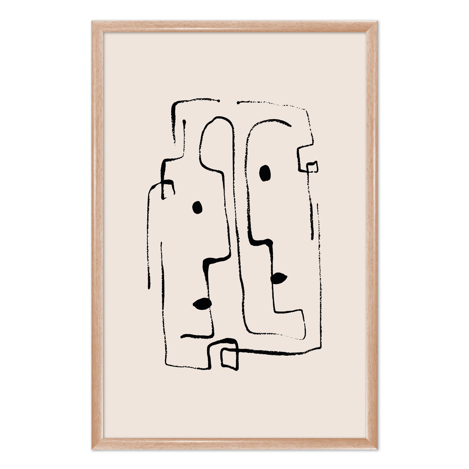 Quadro Decorativo Rostos Abstratos Minimalistas Estilo Japandi
