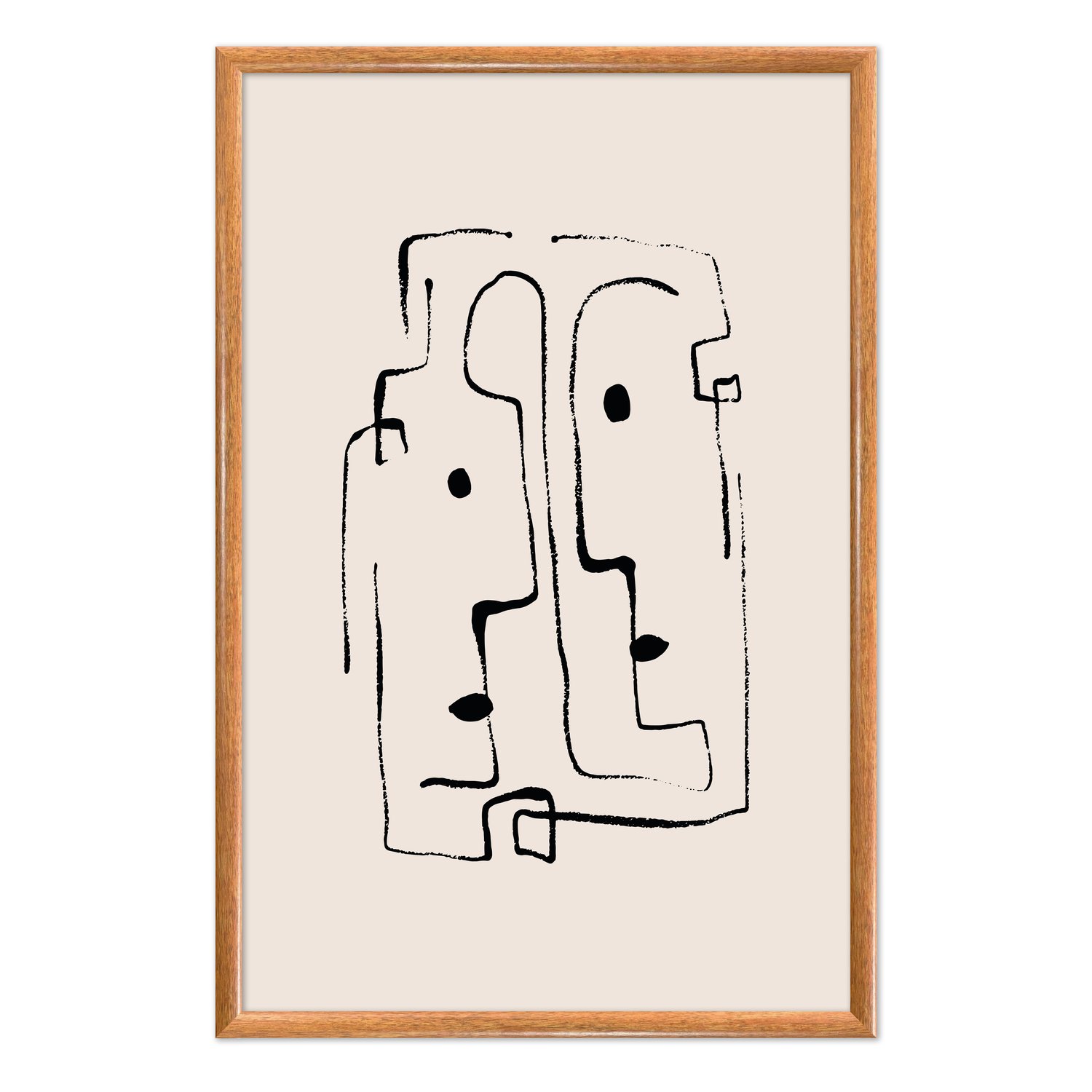 Quadro Decorativo Rostos Abstratos Minimalistas Estilo Japandi