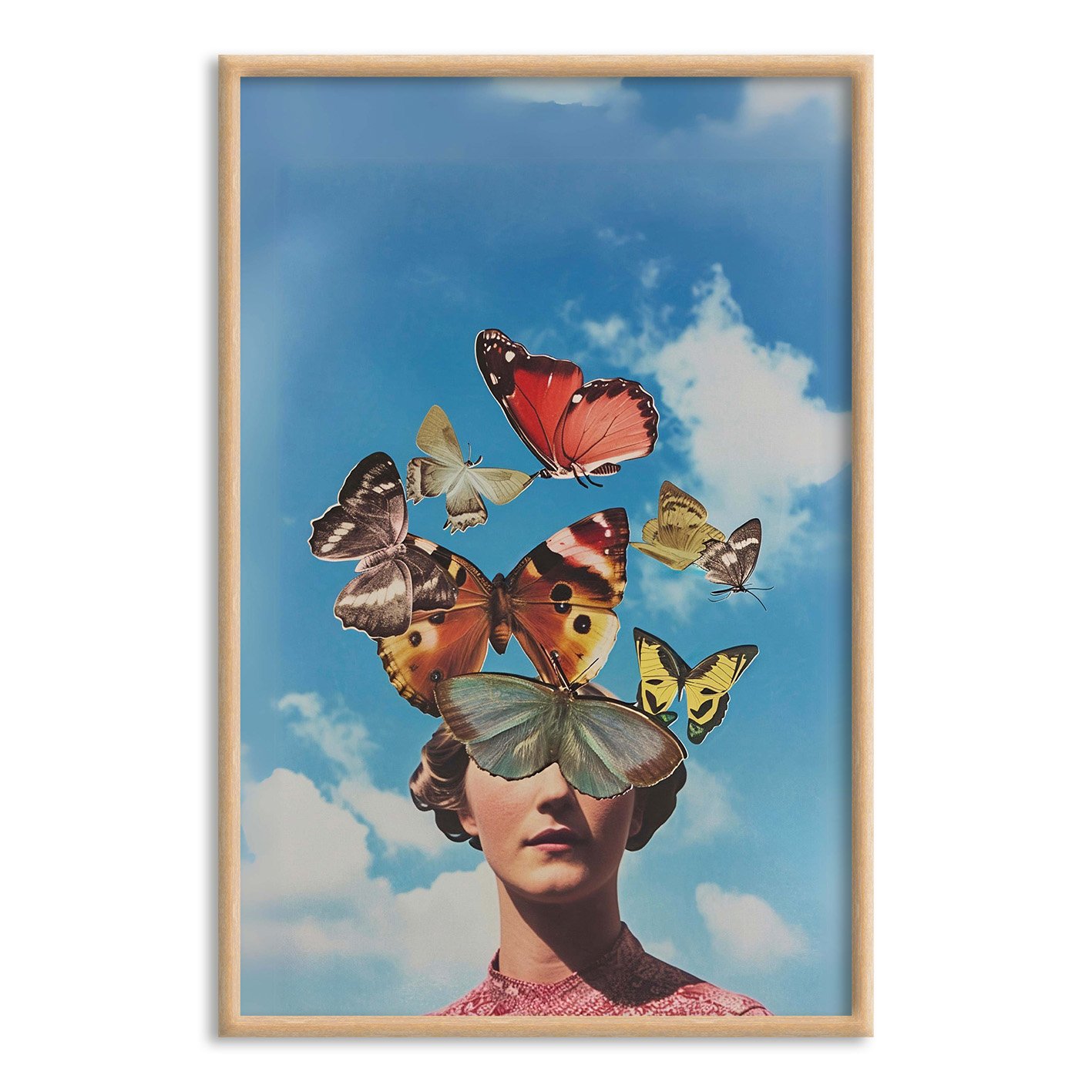 Quadro Decorativo Surrealista Mulher Com Borboletas