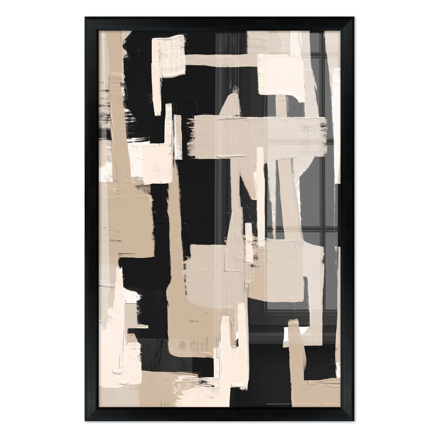 Quadro Decorativo Textura Bege e Preto Estilo Modern Heritage