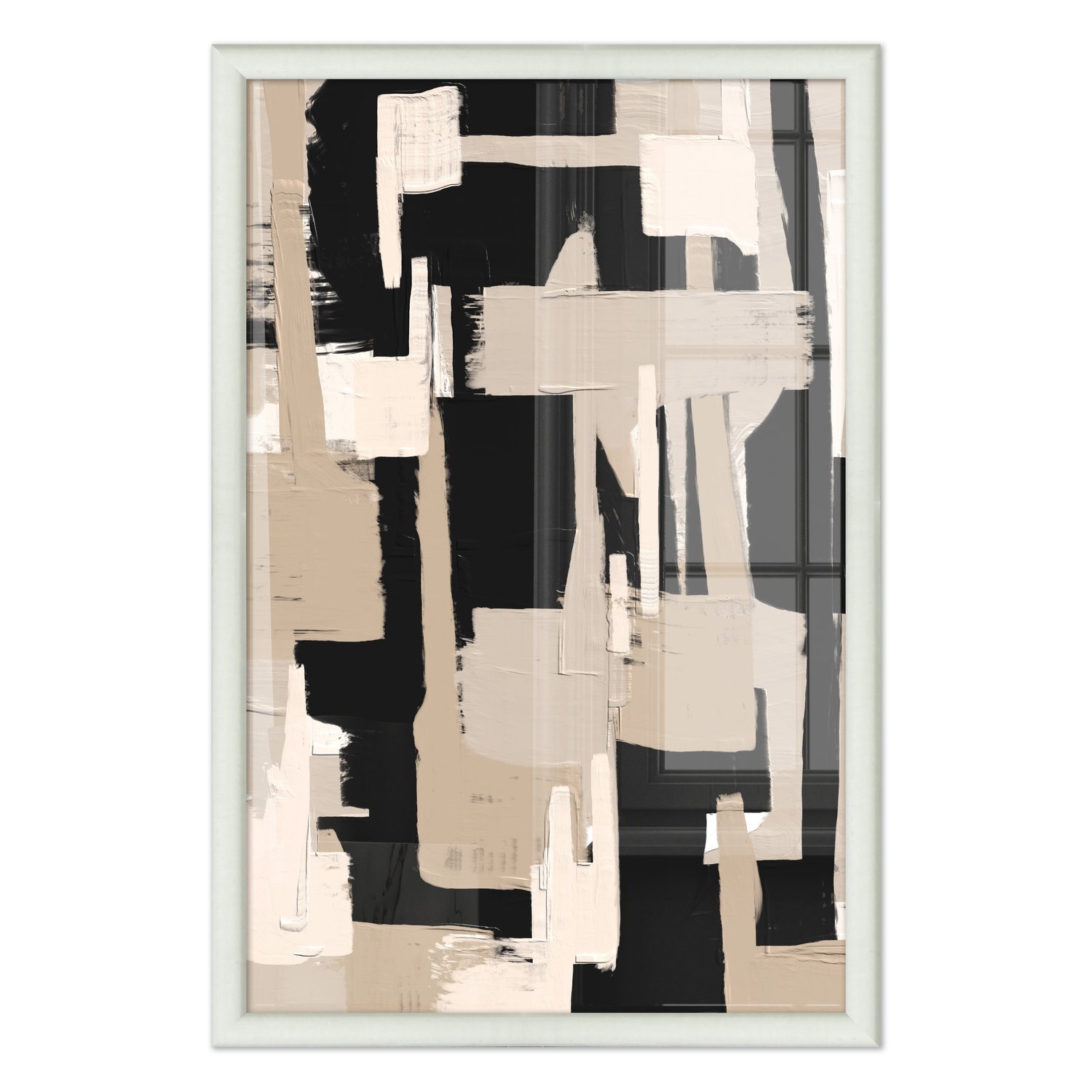 Quadro Decorativo Textura Bege e Preto Estilo Modern Heritage