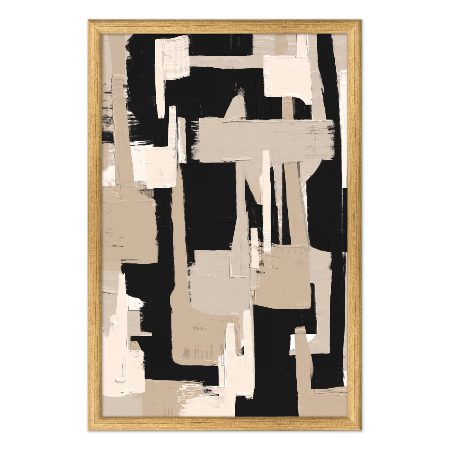 Quadro Decorativo Textura Bege e Preto Estilo Modern Heritage