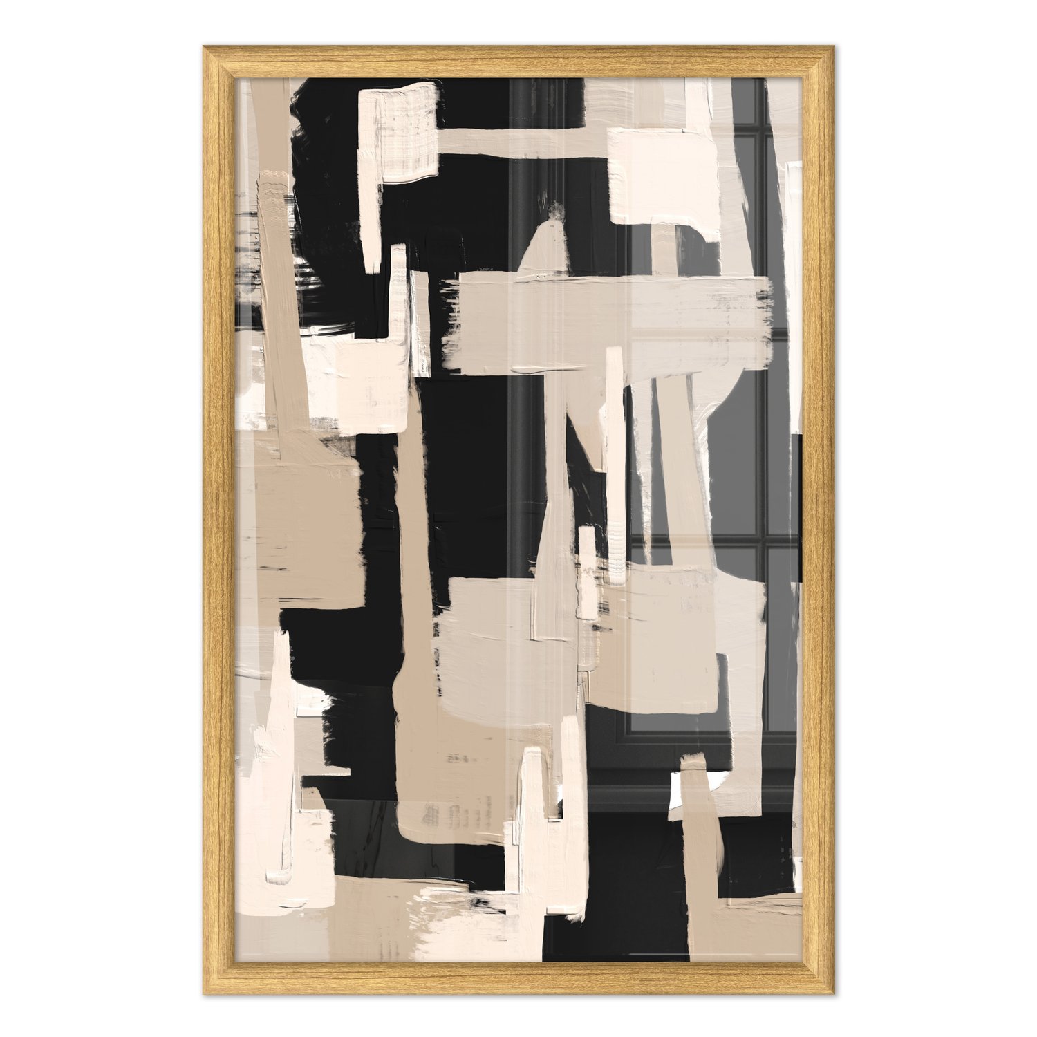 Quadro Decorativo Textura Bege e Preto Estilo Modern Heritage