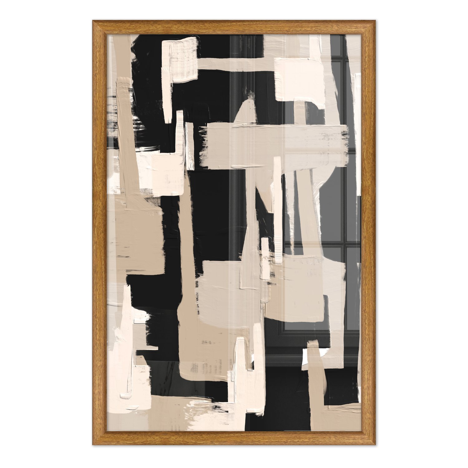 Quadro Decorativo Textura Bege e Preto Estilo Modern Heritage