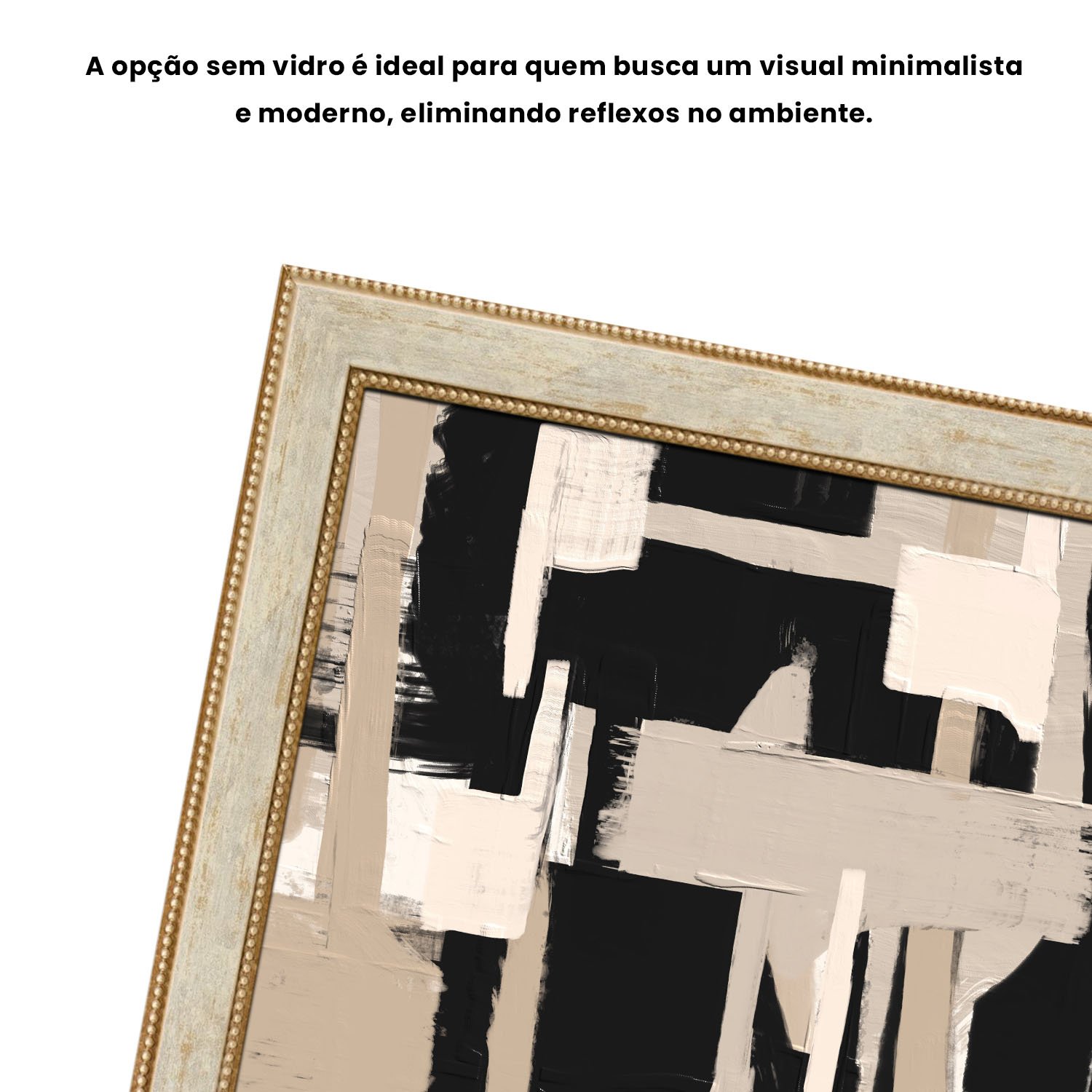 Quadro Decorativo Textura Bege e Preto Estilo Modern Heritage