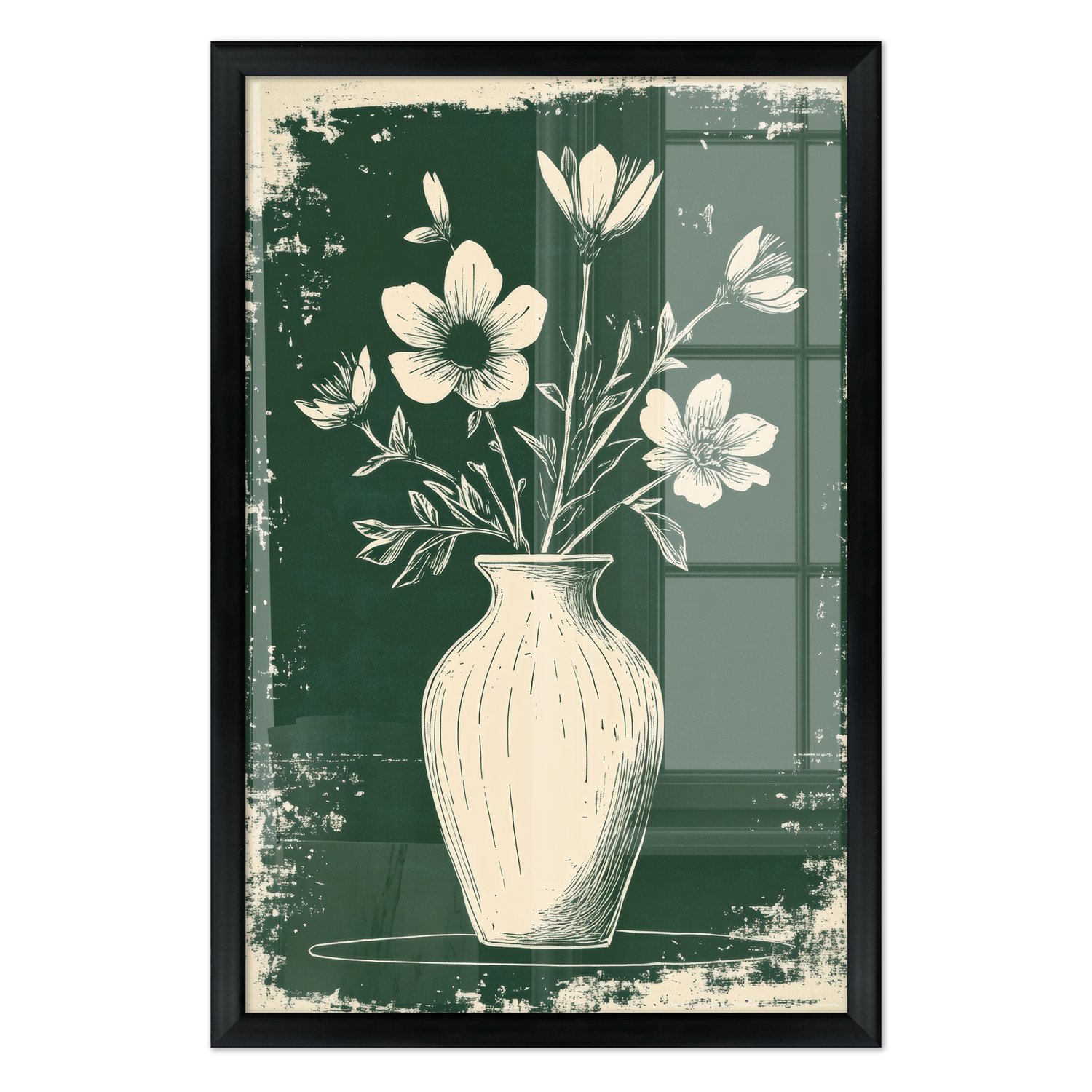Quadro Decorativo Vaso de Flores Estilo Modern Heritage