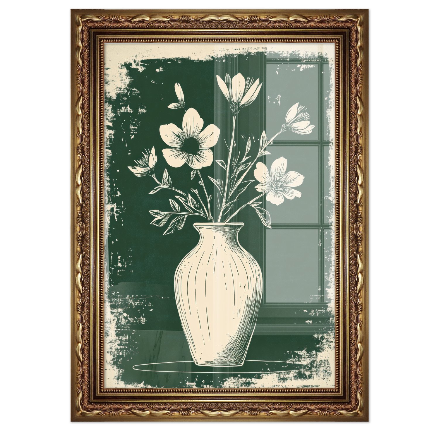 Quadro Decorativo Vaso de Flores Estilo Modern Heritage