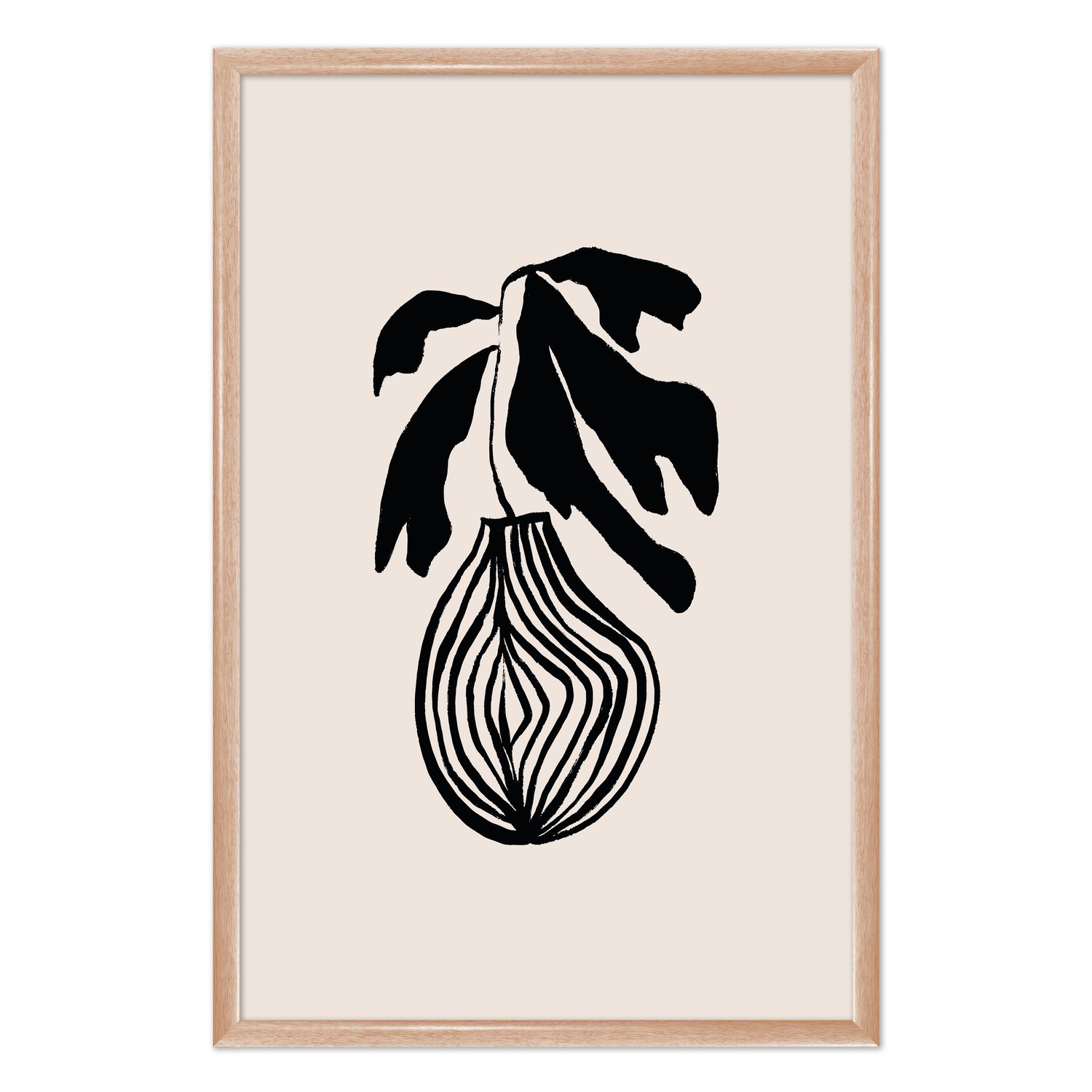 Quadro Decorativo Vaso De Planta Minimalista Japonês Estilo Japandi