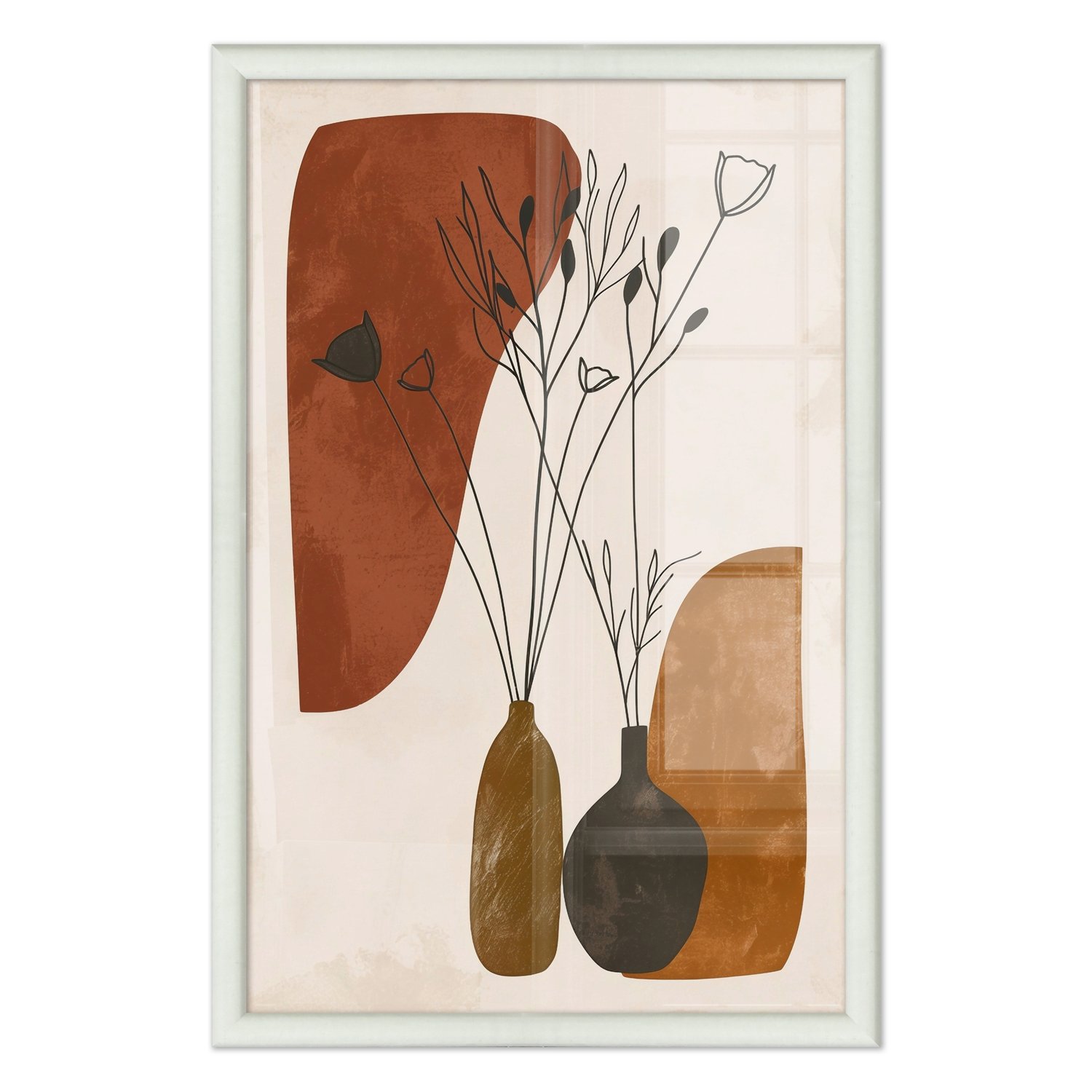 Quadro Decorativo Vasos e Formas Orgânicas Estilo Modern Heritage