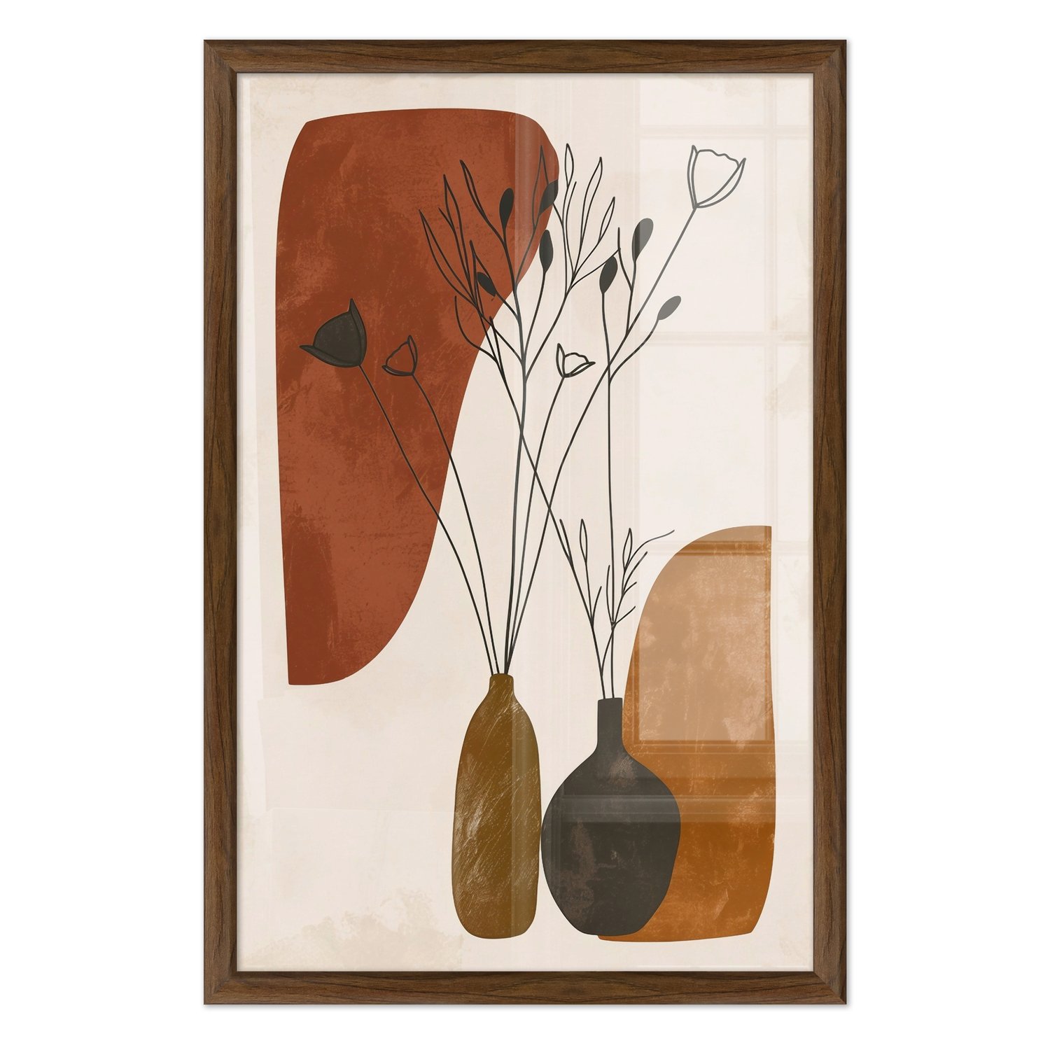 Quadro Decorativo Vasos e Formas Orgânicas Estilo Modern Heritage
