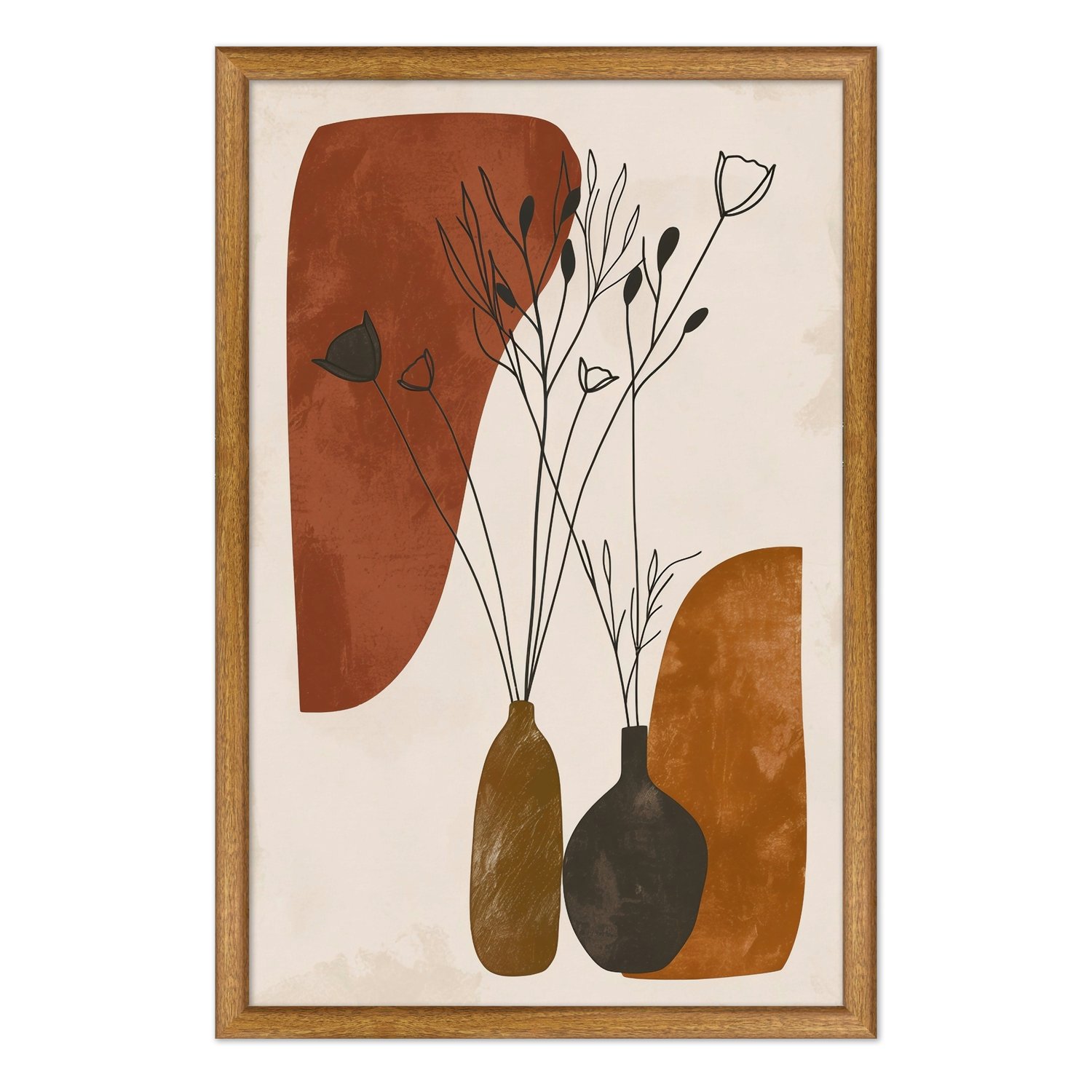 Quadro Decorativo Vasos e Formas Orgânicas Estilo Modern Heritage