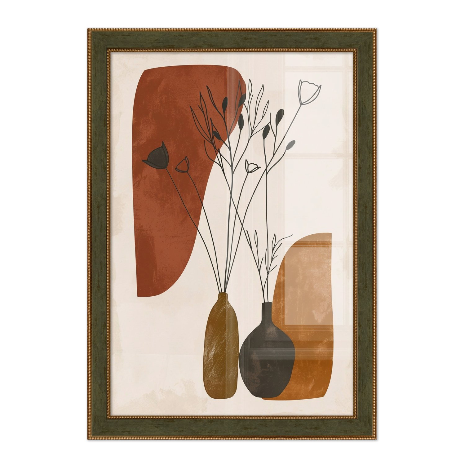 Quadro Decorativo Vasos e Formas Orgânicas Estilo Modern Heritage