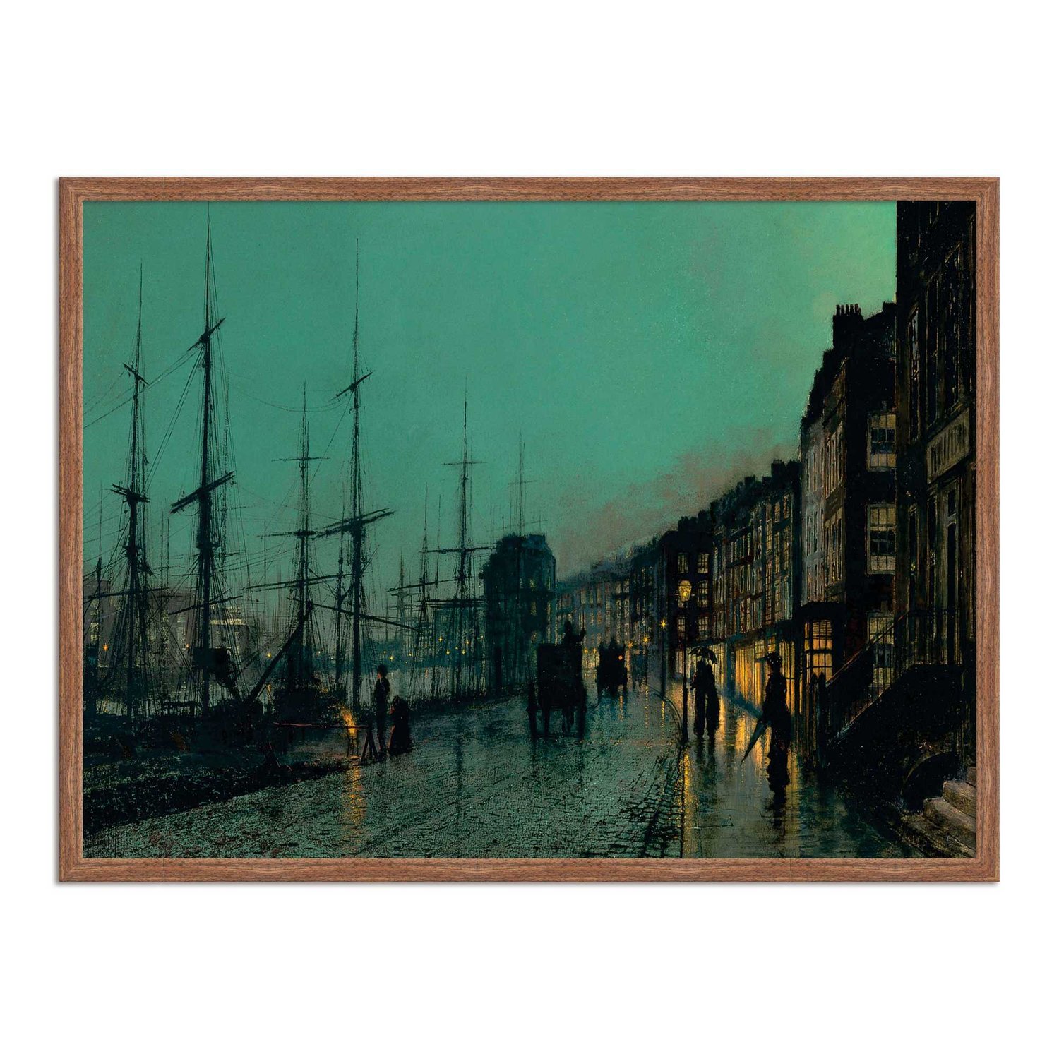 Quadro Decorativo Vintage Paisagem Noturna Cais do Porto