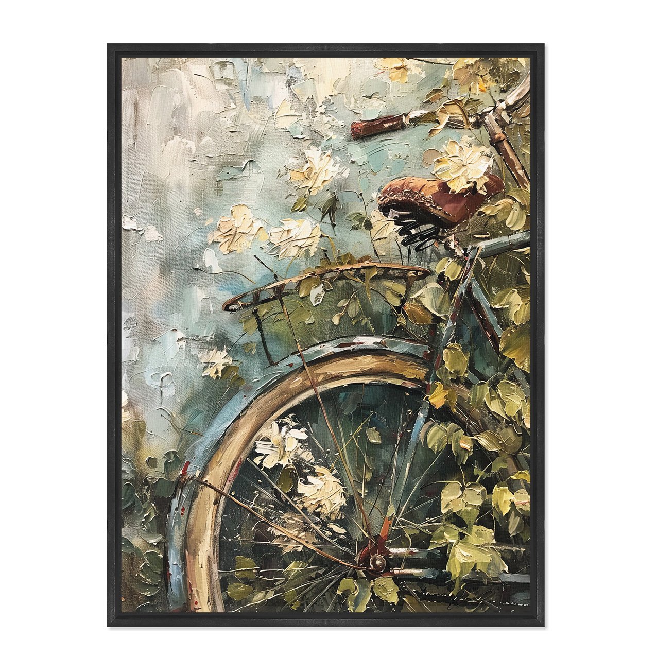 Quadro Em Tela Canvas Bicicleta Pintura Texturizada Vintage Farmhouse