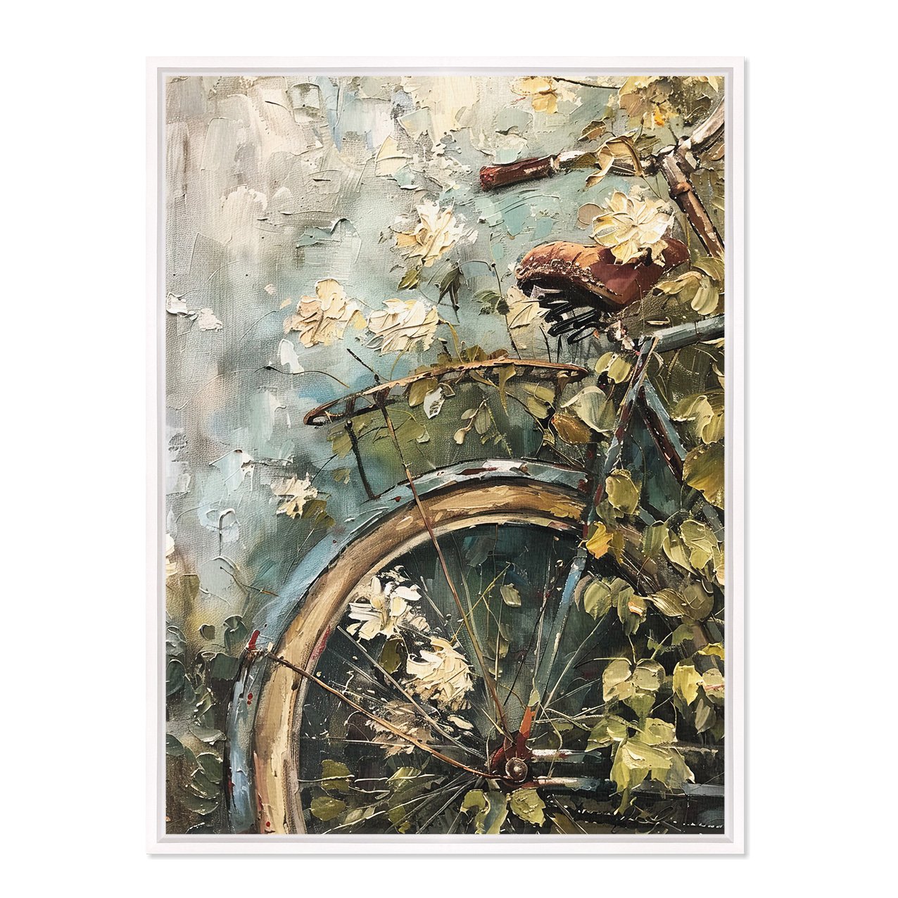 Quadro Em Tela Canvas Bicicleta Pintura Texturizada Vintage Farmhouse