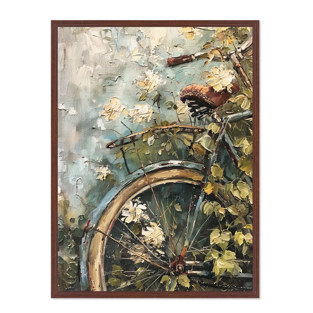 Quadro Em Tela Canvas Bicicleta Pintura Texturizada Vintage Farmhouse