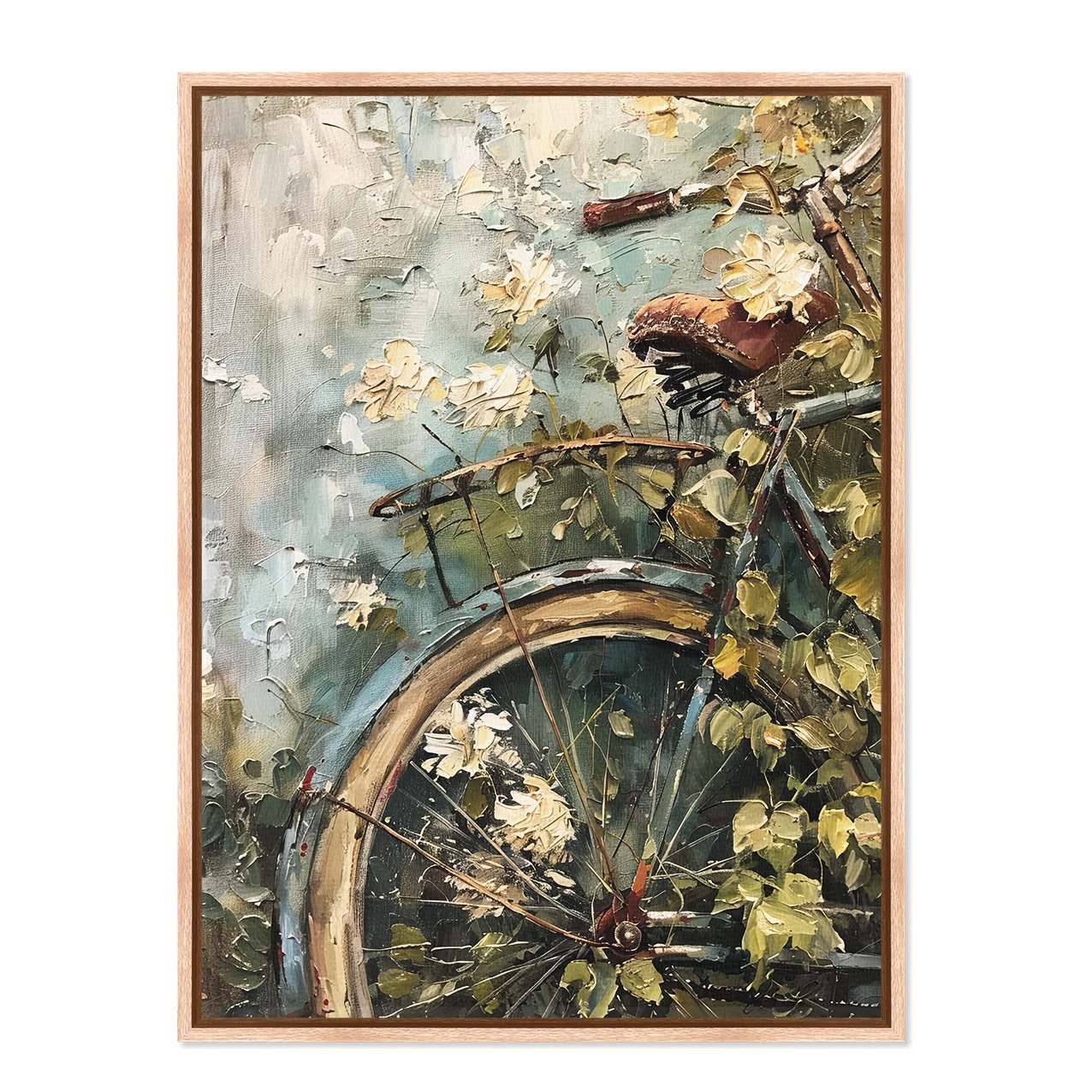 Quadro Em Tela Canvas Bicicleta Pintura Texturizada Vintage Farmhouse