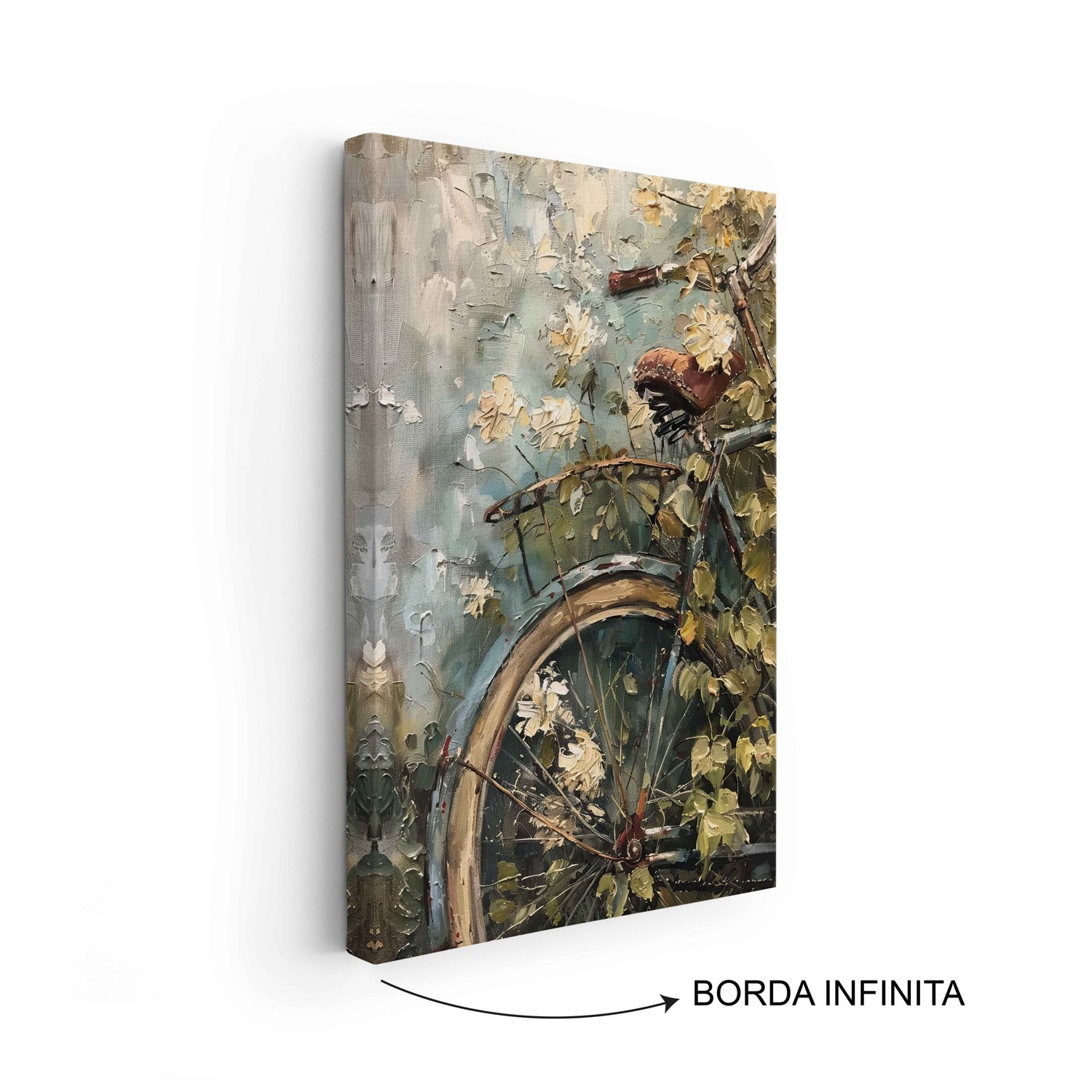 Quadro Em Tela Canvas Bicicleta Pintura Texturizada Vintage Farmhouse
