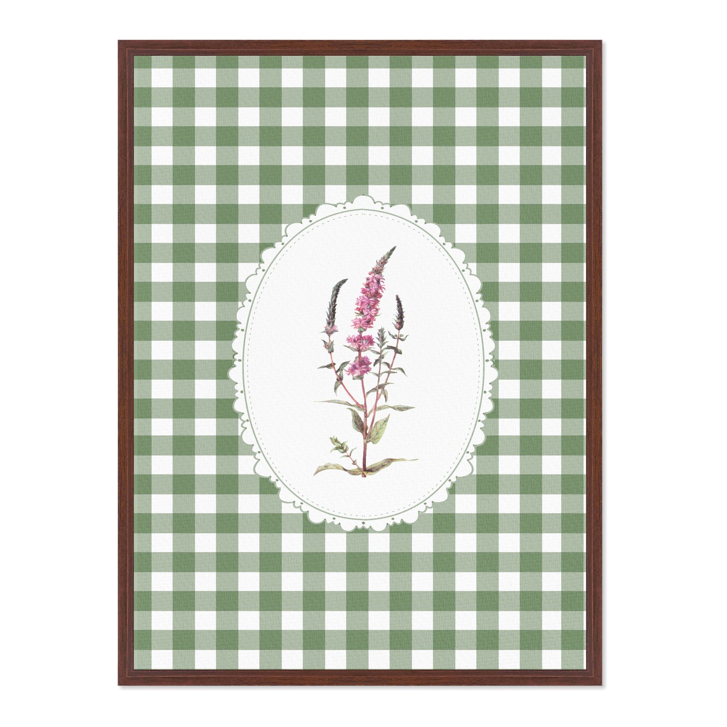 Quadro Em Tela Canvas Botânica Com Xadrez Verde Estilo Modern Heritage