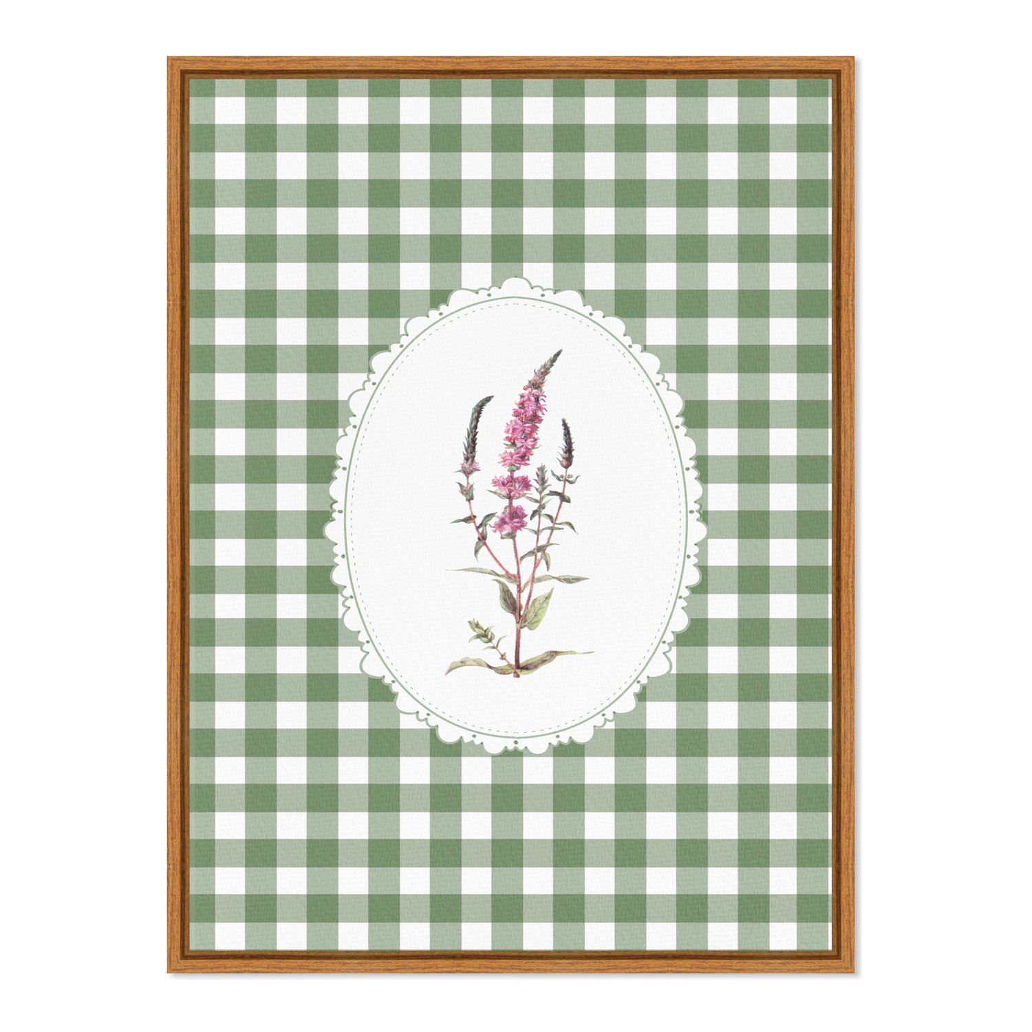 Quadro Em Tela Canvas Botânica Com Xadrez Verde Estilo Modern Heritage