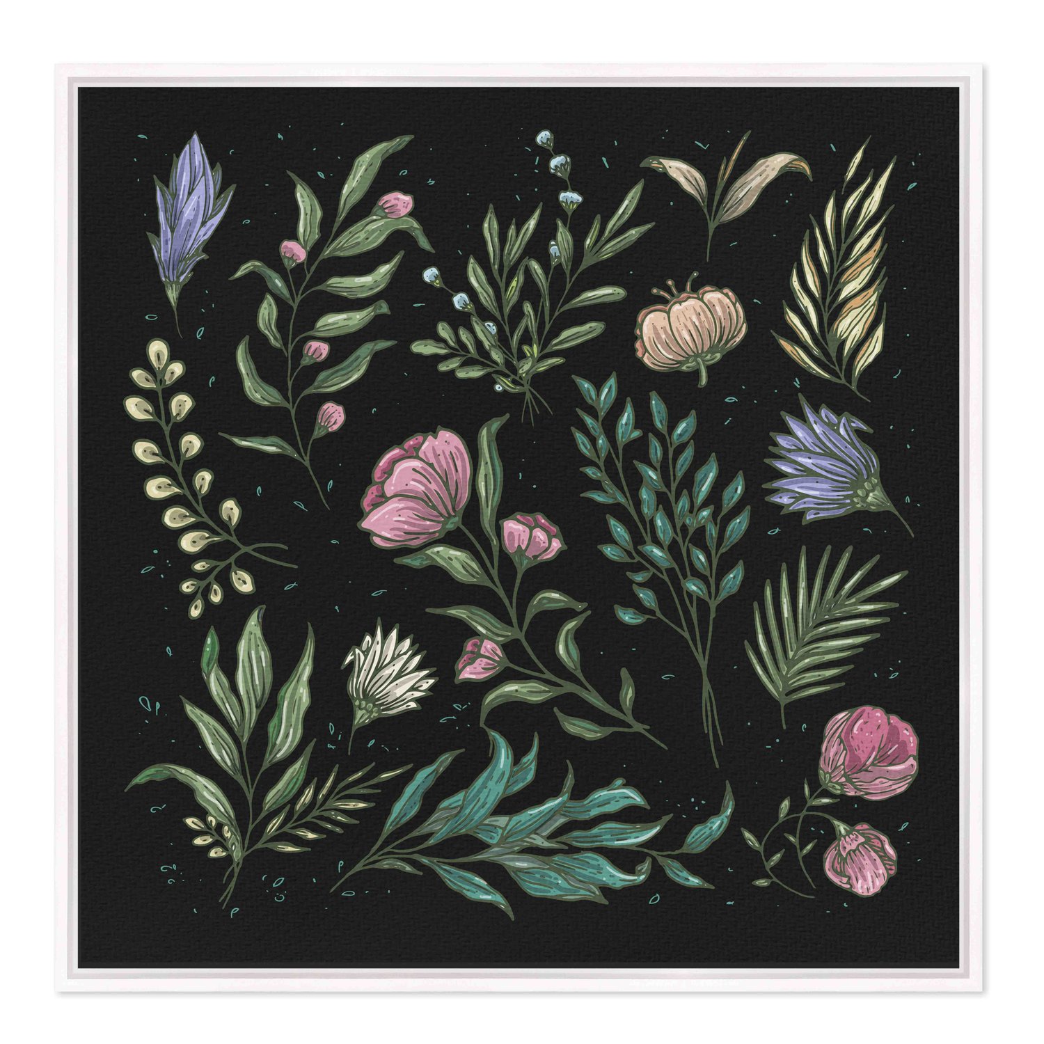 Quadro Em Tela Canvas Botânica Dark Moody Estilo Modern Heritage