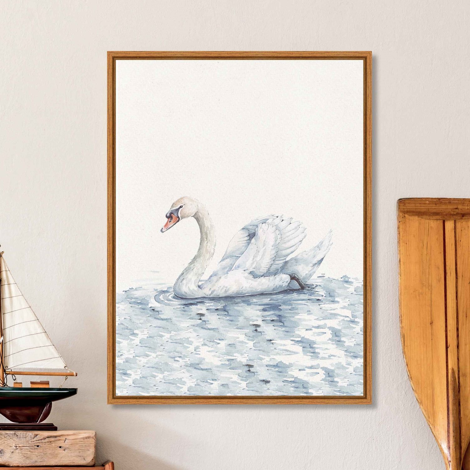 Quadro Em Tela Canvas Cisne No Lago Vintage Farmhouse