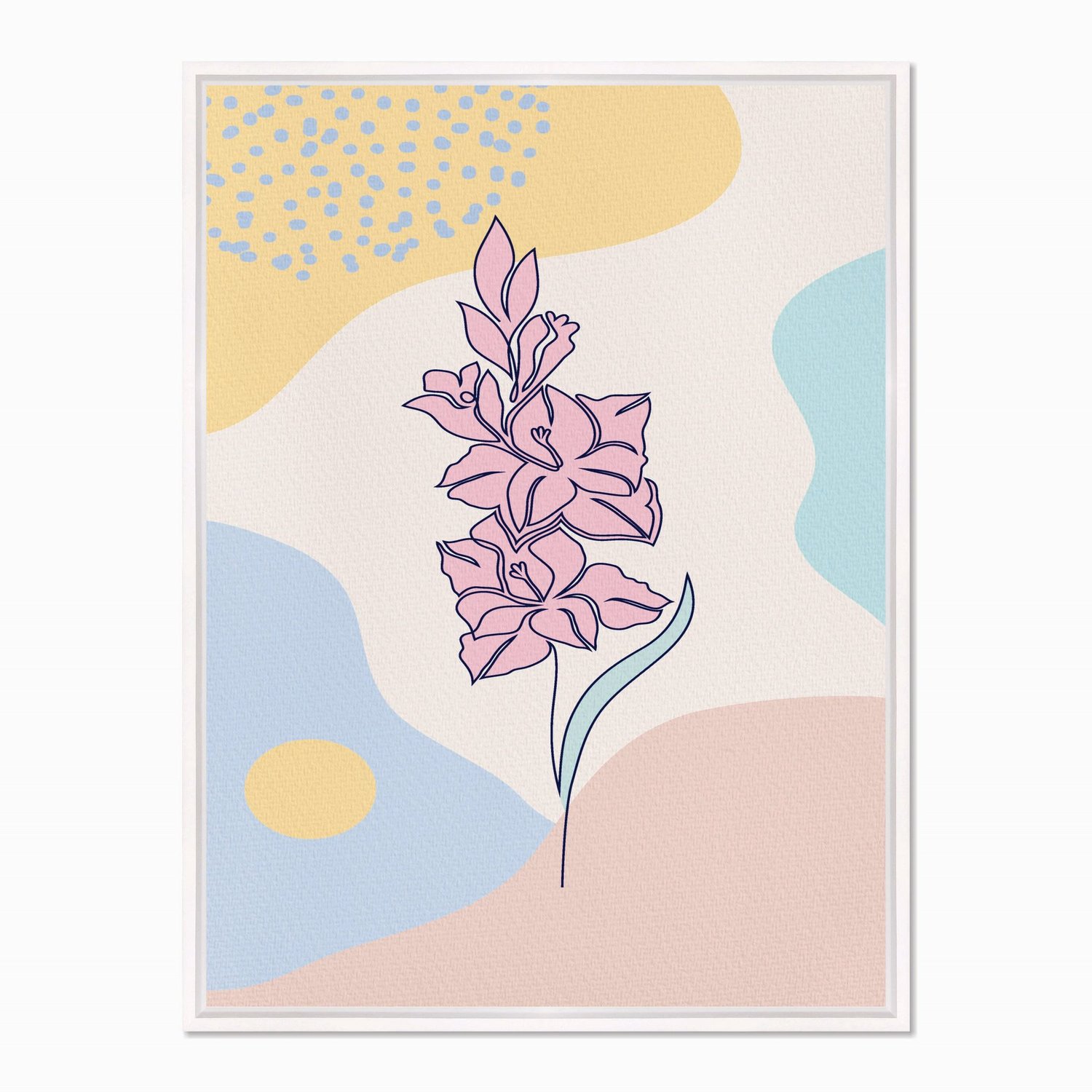 Quadro em Tela Canvas Flores Rosas com Fundo Colorido