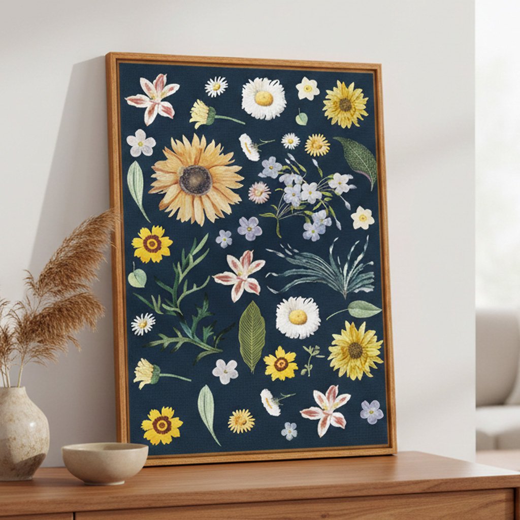 Quadro Em Tela Canvas Flores Silvestres Estilo Modern Heritage